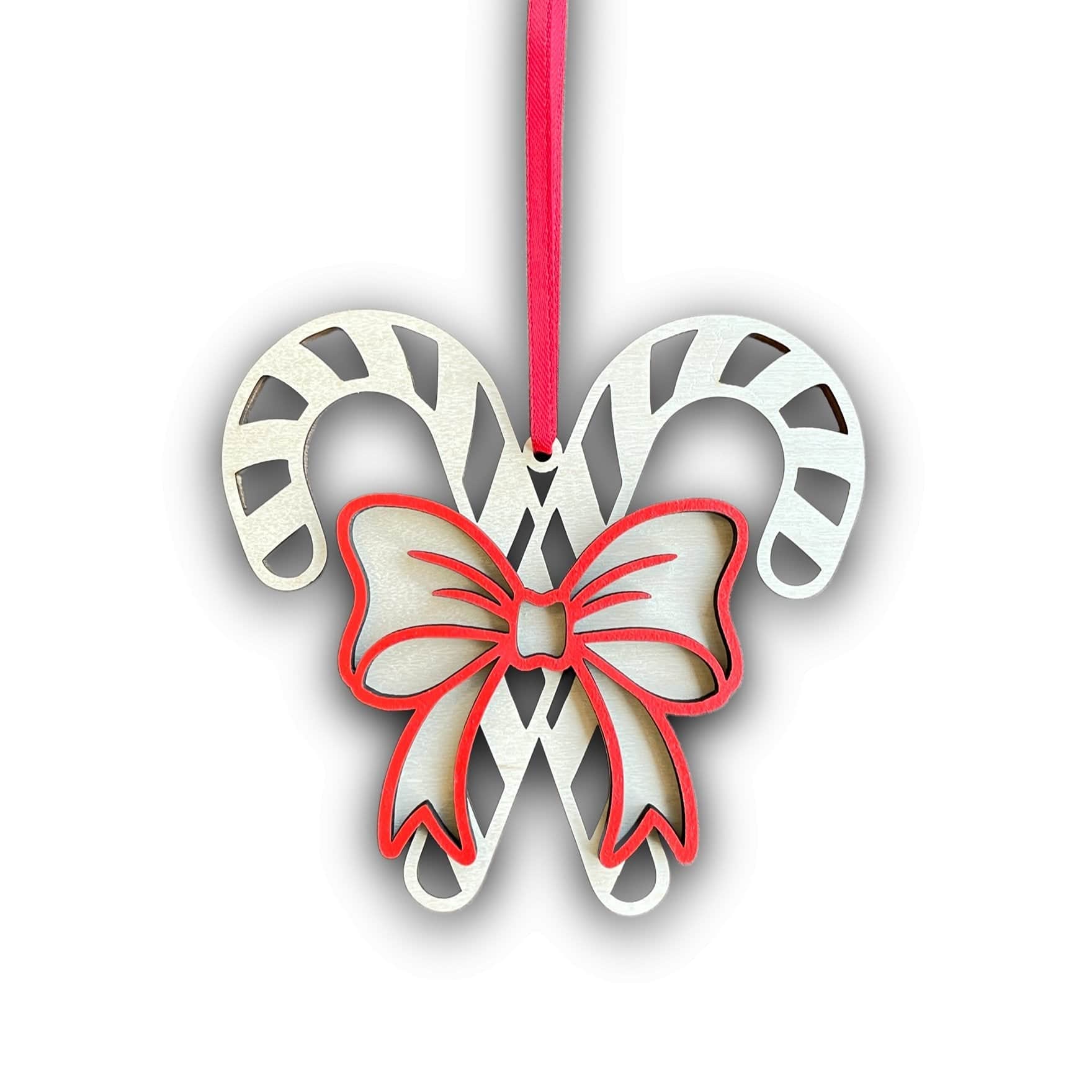 Candy Cane Bow Ornament - Sticks & Doodles