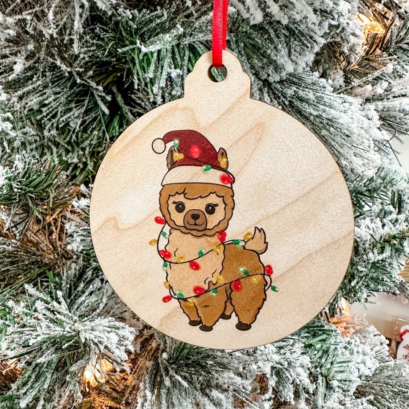 Christmas Light Animals Wood Ornament - Sticks & Doodles