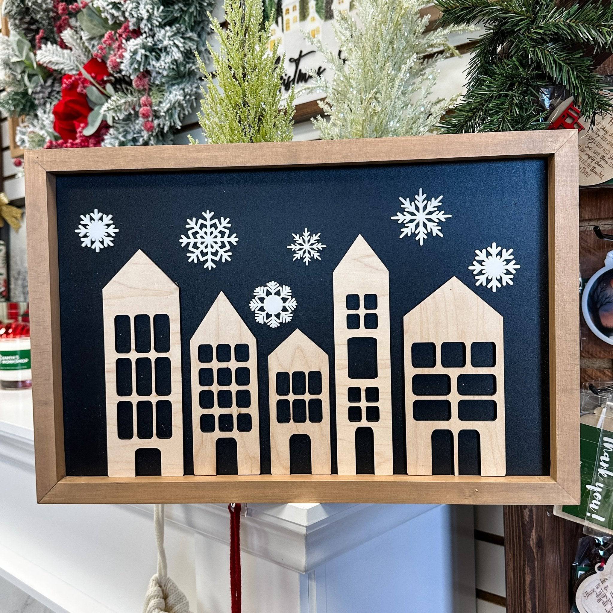 Christmas Town Wood & Acrylic Sign - Sticks & Doodles