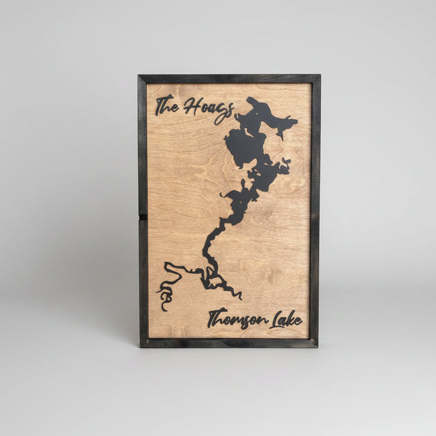 Custom Lake Silhouette Wood Sign - Sticks & Doodles