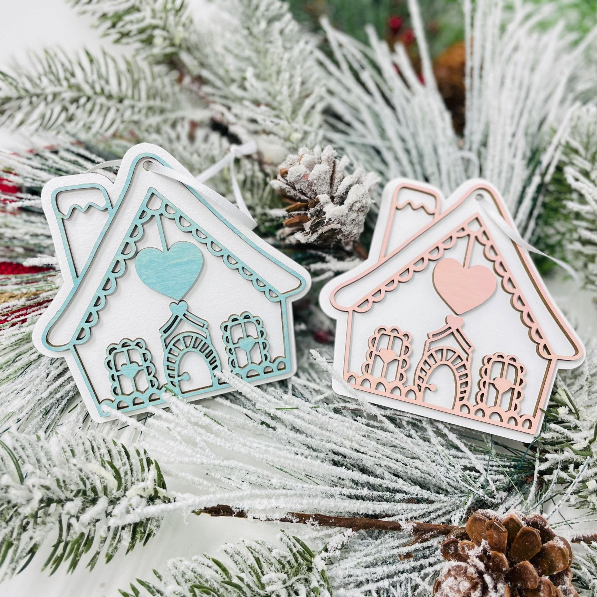 Cute Gingerbread Houses Ornaments - Sticks & Doodles