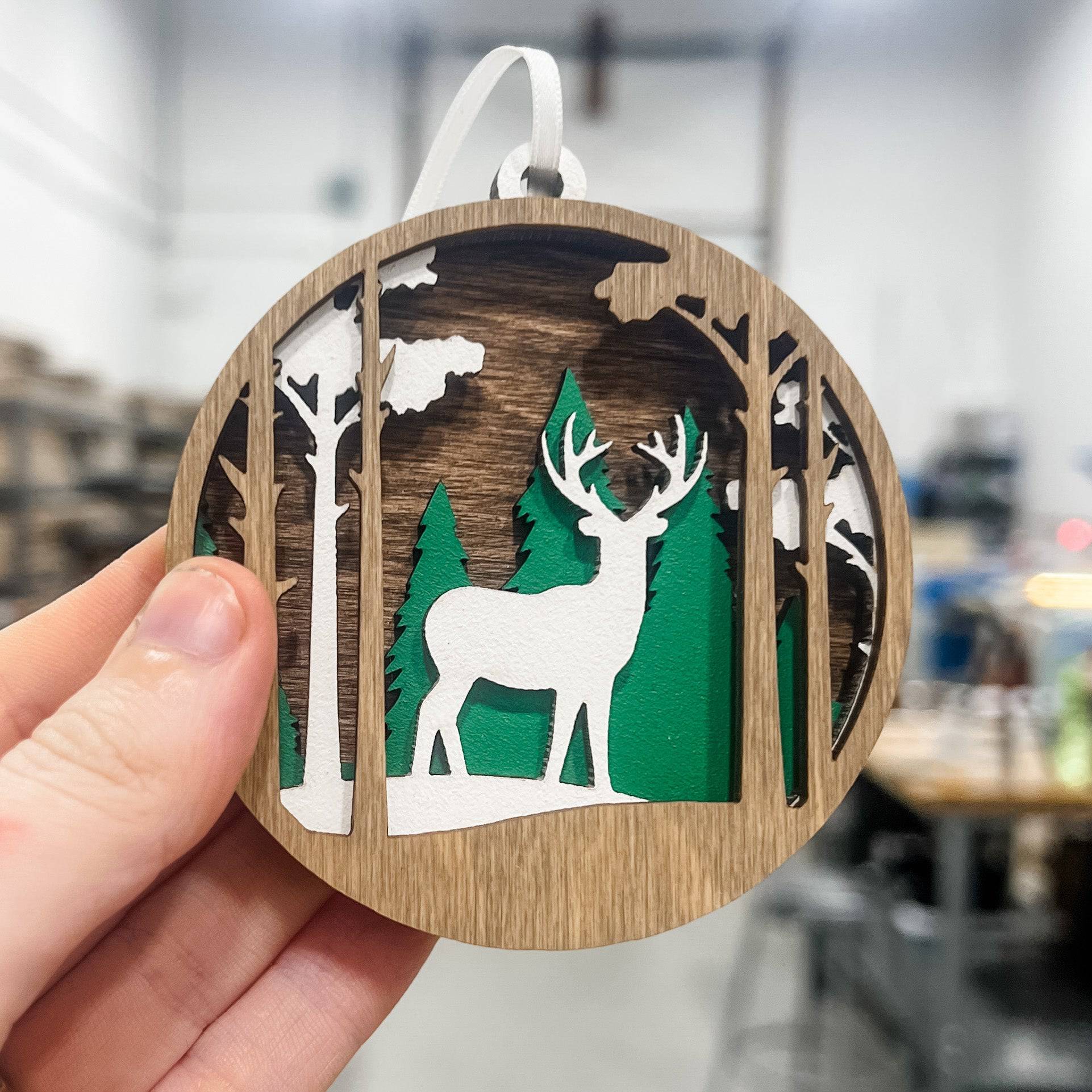 Deer In The Woods Multilayer Ornament - Sticks & Doodles