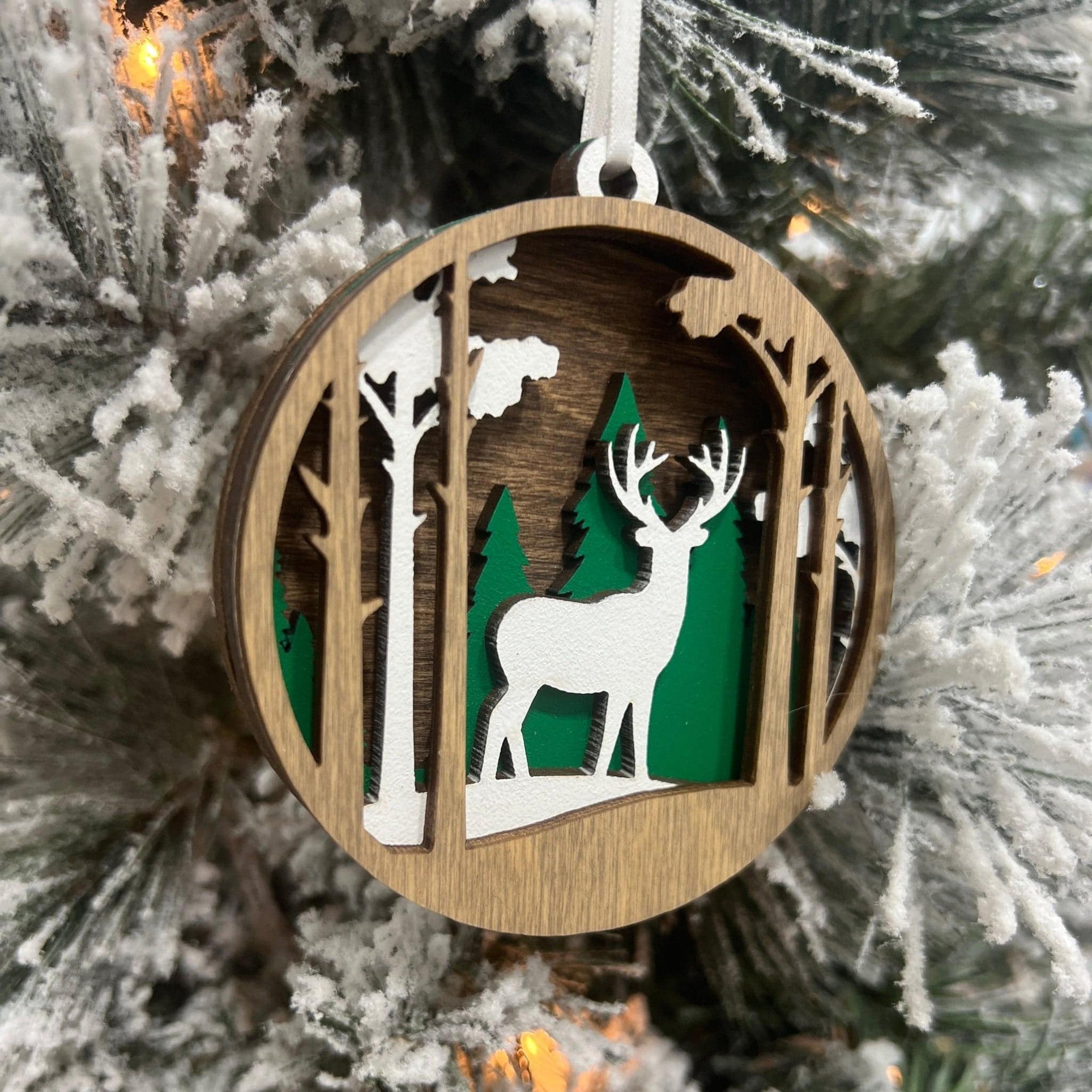 Deer In The Woods Multilayer Ornament - Sticks & Doodles