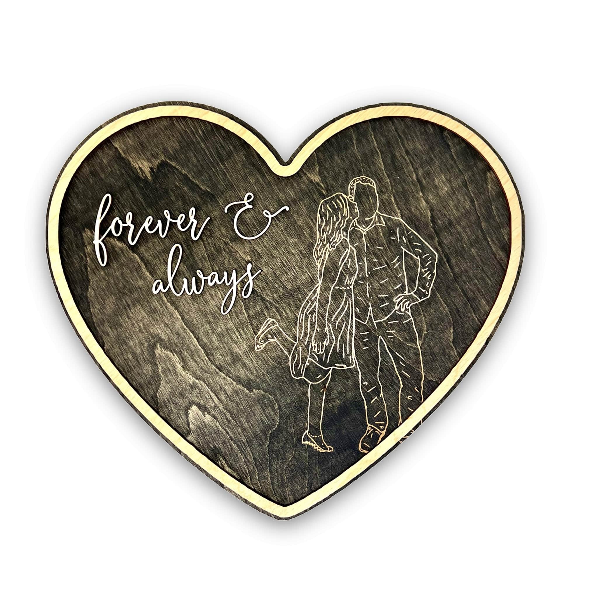 Engraved Couples Minimalist/Faceless Heart Sign - Sticks & Doodles