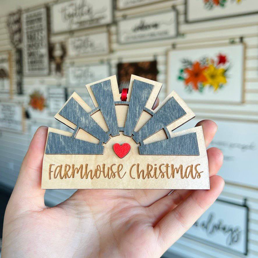 Farmhouse Christmas Ornament - Sticks & Doodles