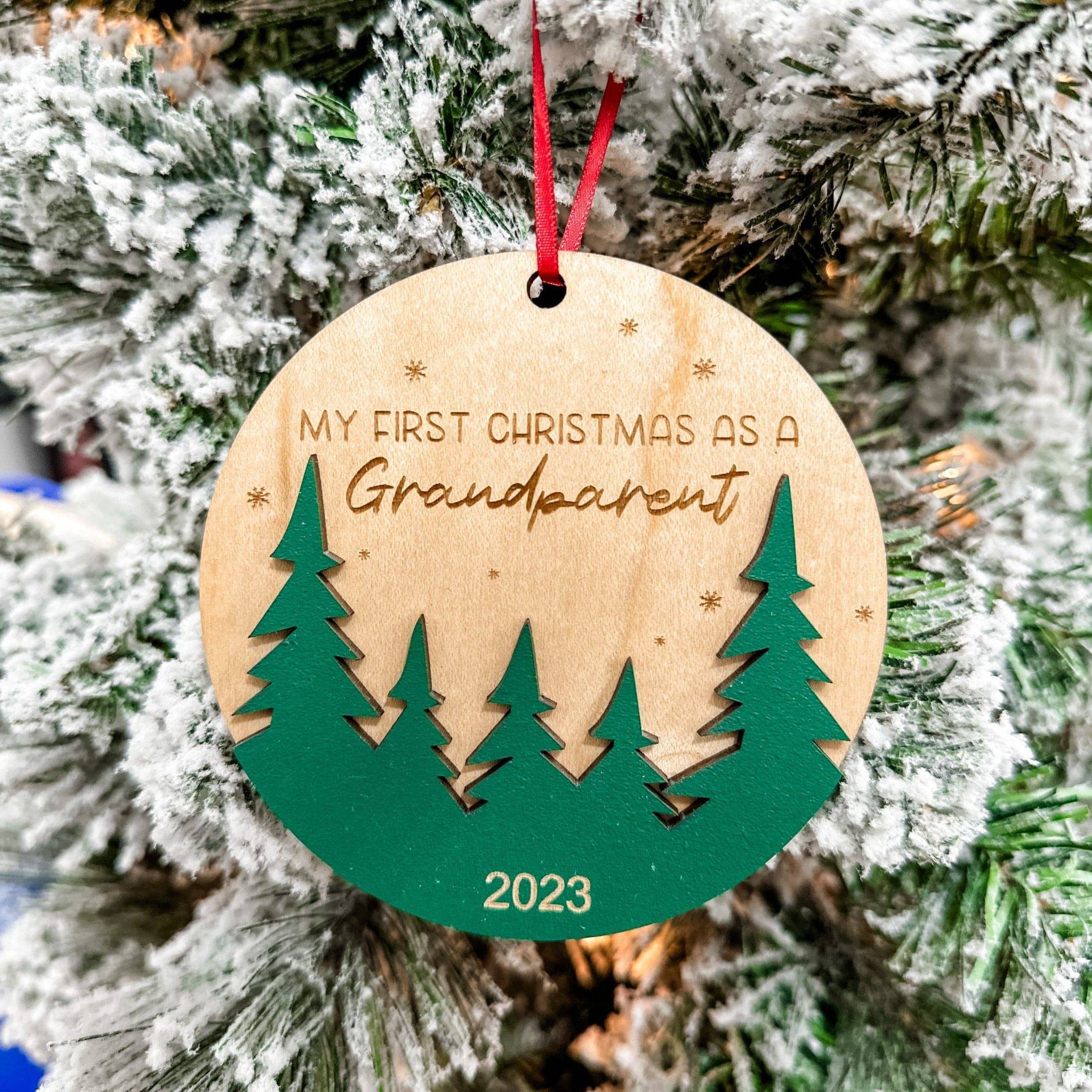 First Christmas as (a) Grandparent(s) 3D Wood Ornament - Sticks & Doodles