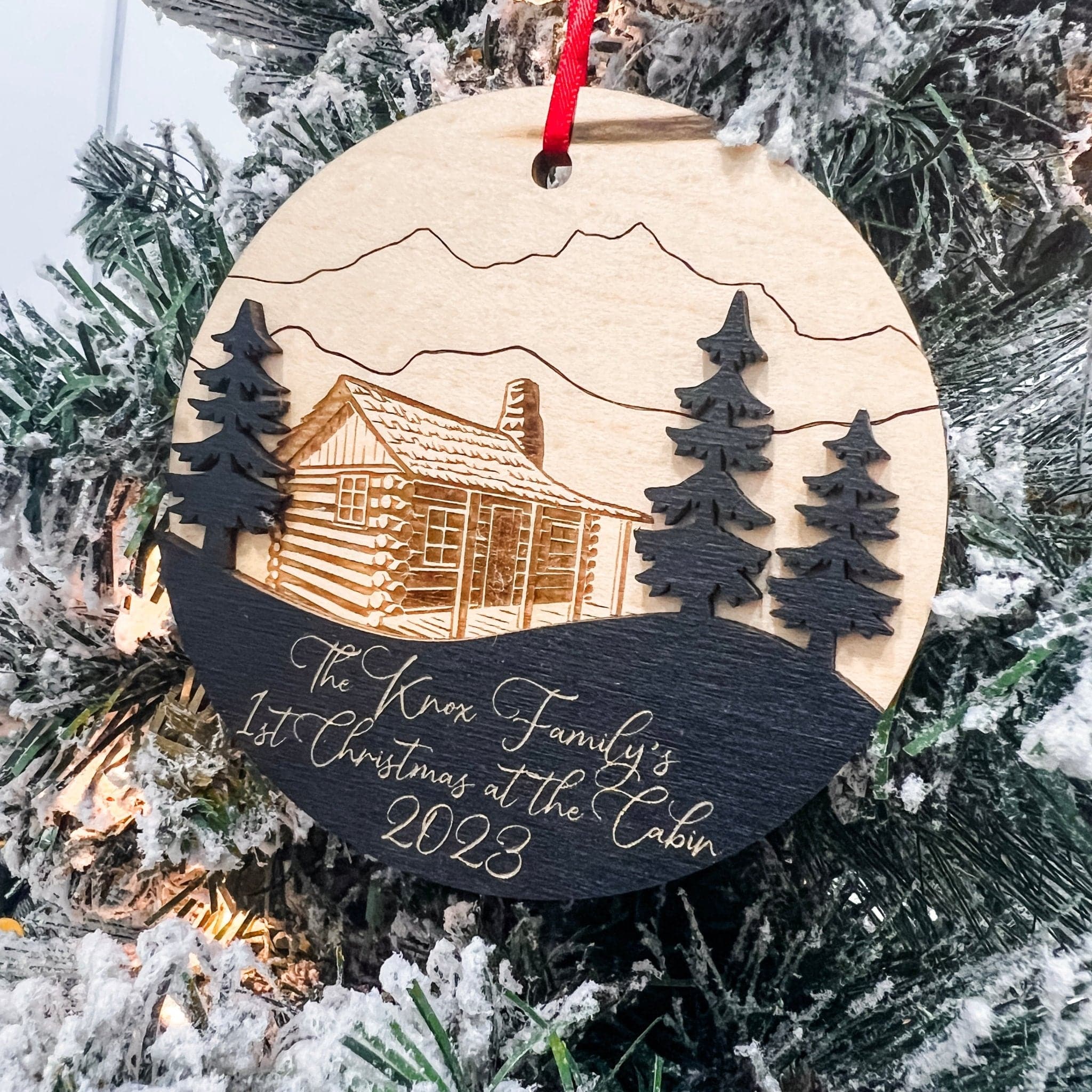 First Christmas at the Cabin 3D Wood Ornament - Sticks & Doodles