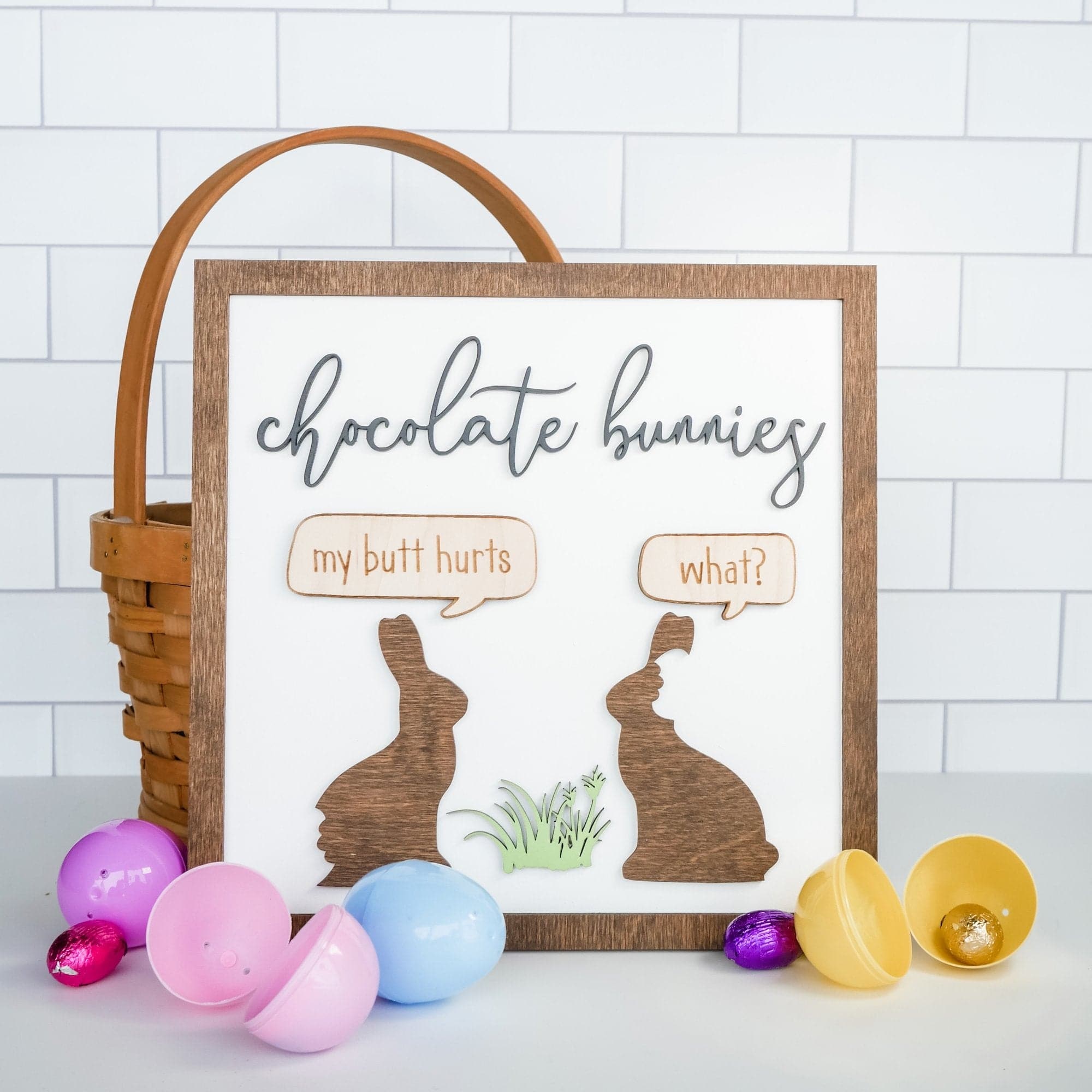 Funny Chocolate Bunny Sign - Sticks & Doodles