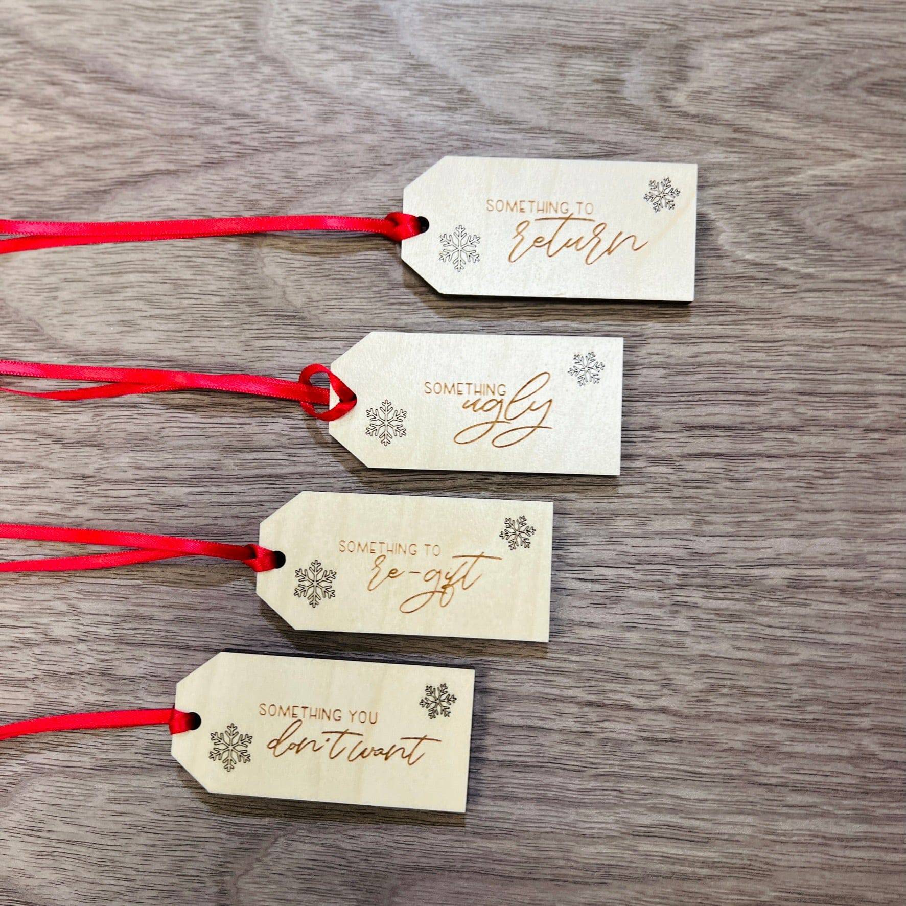 Funny "Something to Return / Re-Gift / Ugly / Don't Want" Gift Tag Set of Four - Sticks & Doodles