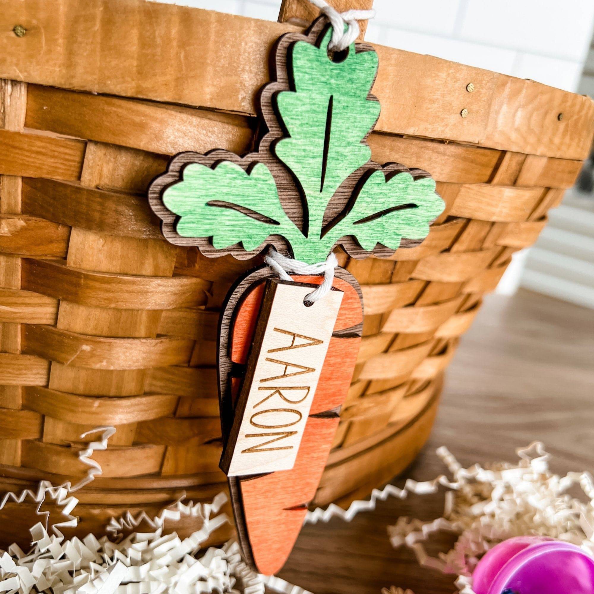 Garden Carrot Personalized Easter Basket Tags - Sticks & Doodles