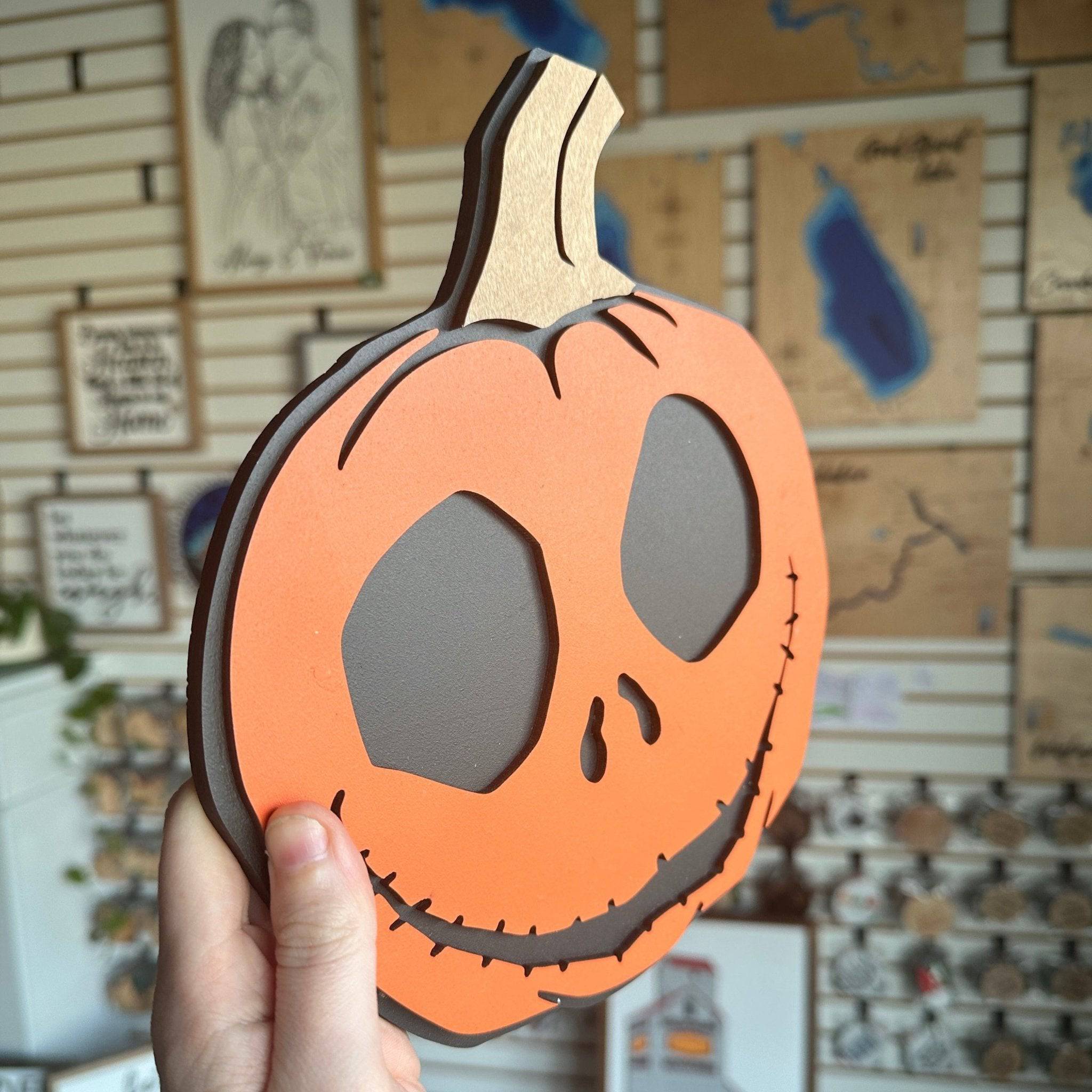 Halloween Pumpkin 3D Wood Sign - Sticks & Doodles