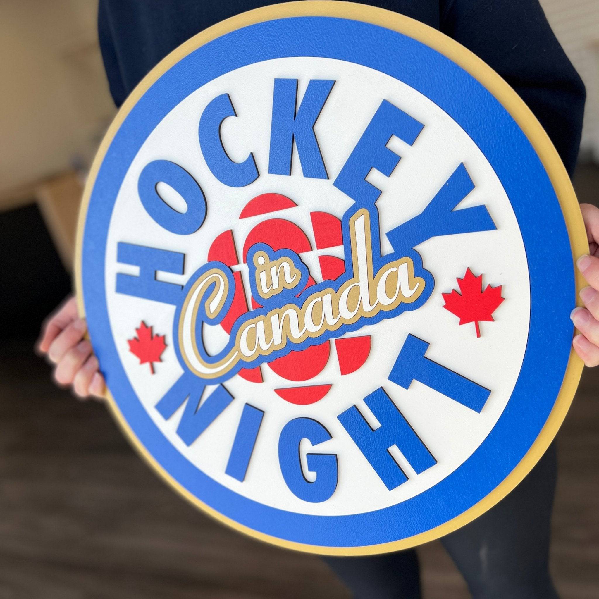 Official Hockey Night In Canada Walnut Maple Wood Sign