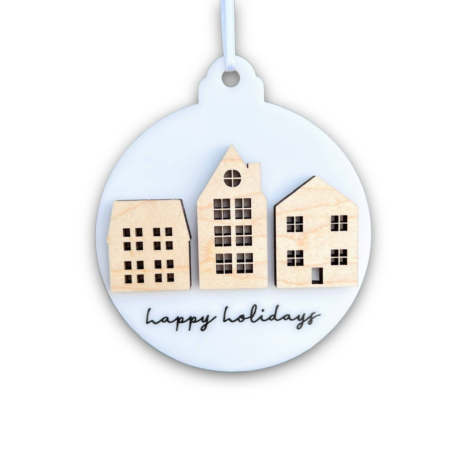 Holiday Town Ornament - Sticks & Doodles