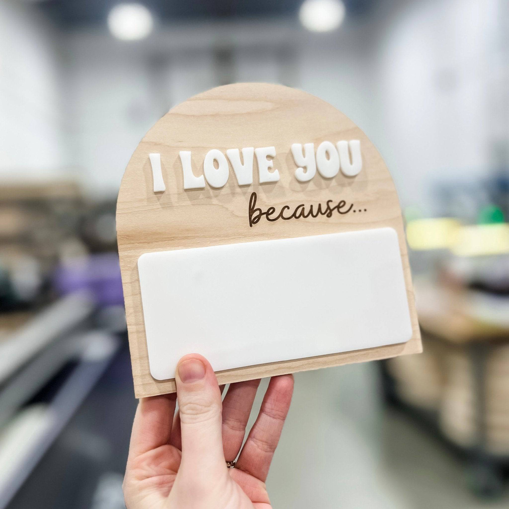 I Love You Because Fill In Arch Wood & Acrylic Sign - Sticks & Doodles