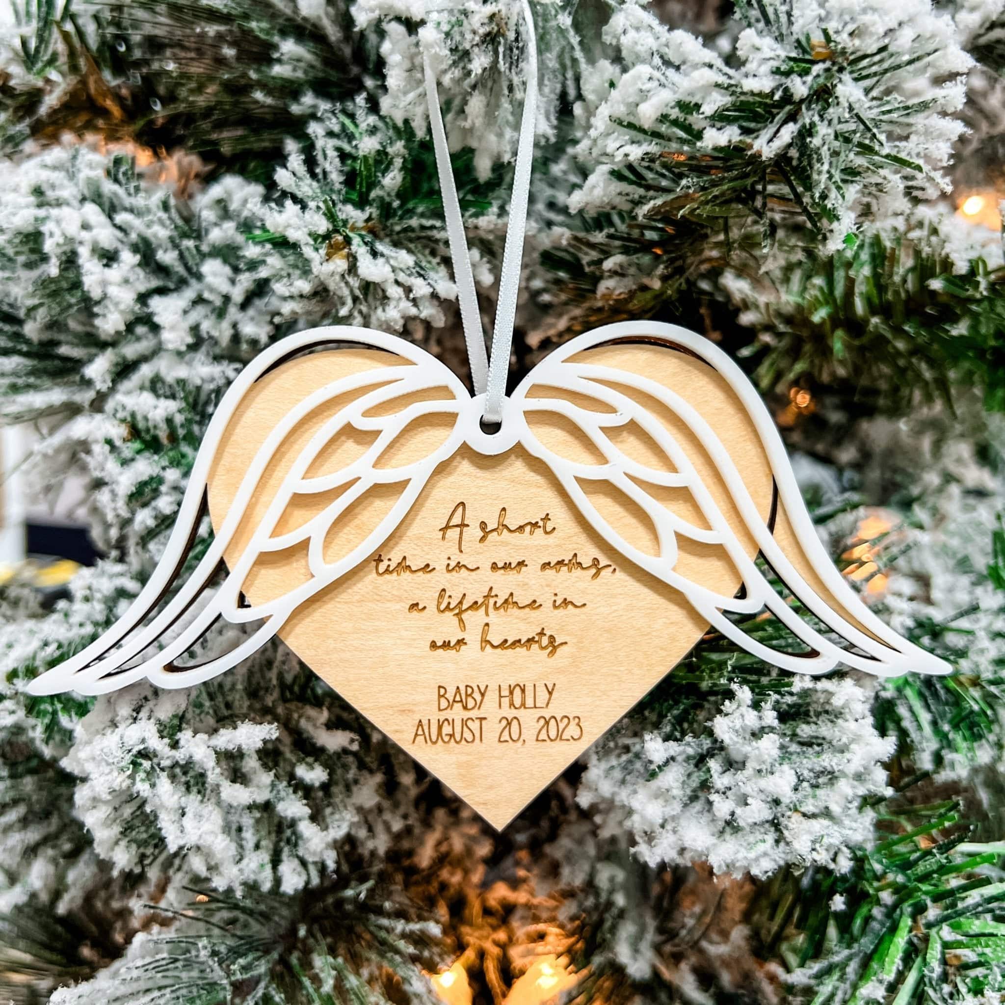 Infant / Child Loss Winged Memorial 3D Wood & Acrylic Ornament - Sticks & Doodles