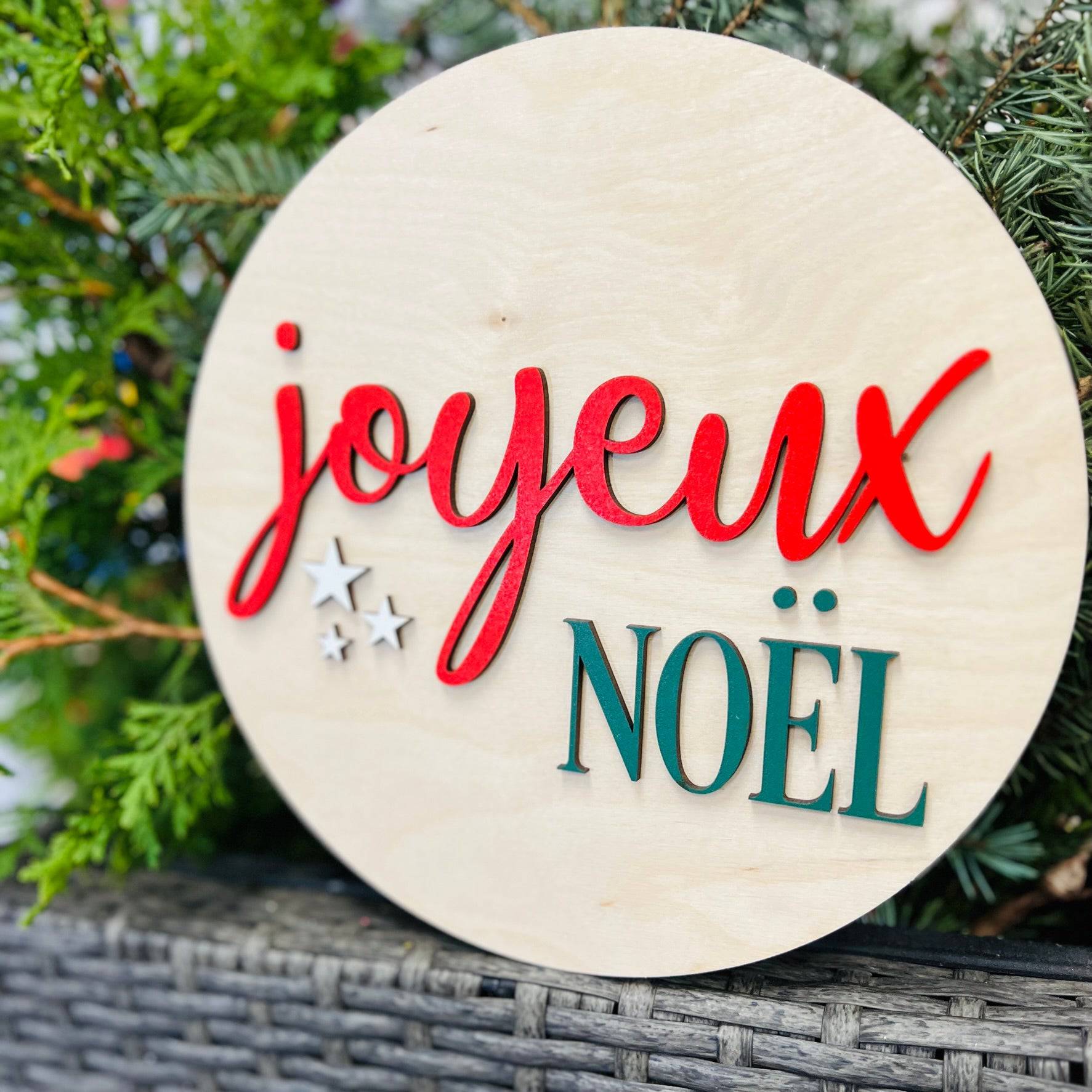 Joyeux Noël 3D Wood Sign - Sticks & Doodles