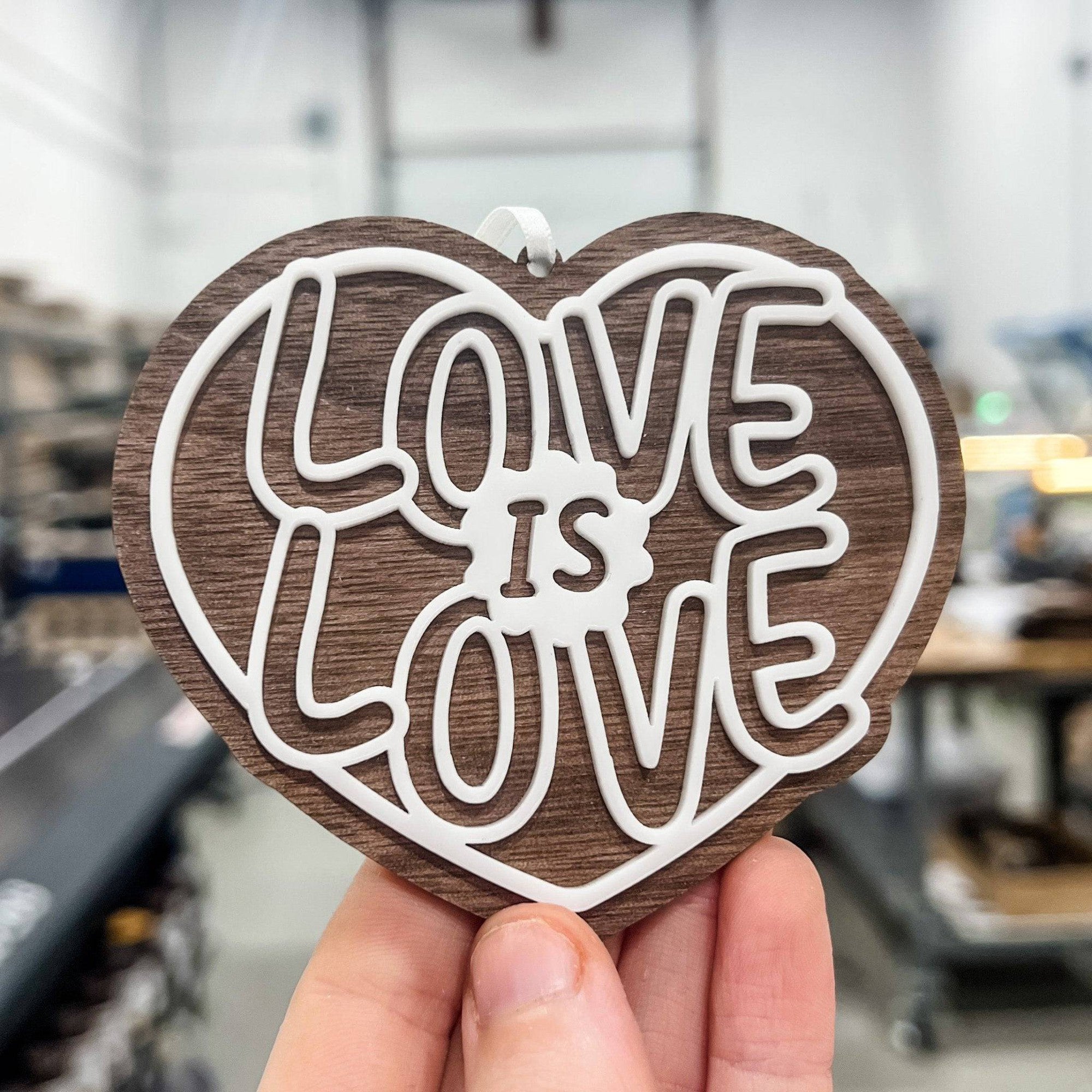 Love Is Love 3D Wood & Acrylic Ornament - Sticks & Doodles