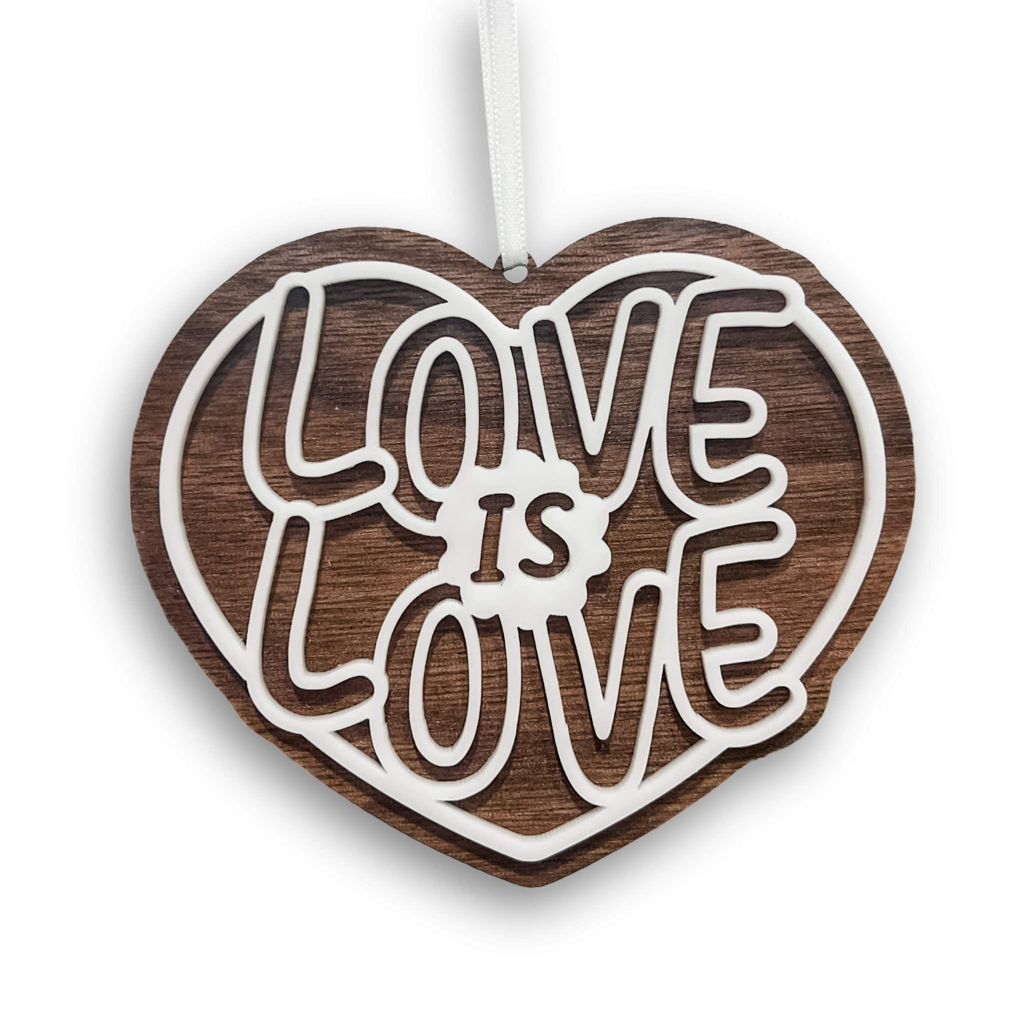 Love Is Love 3D Wood & Acrylic Ornament - Sticks & Doodles