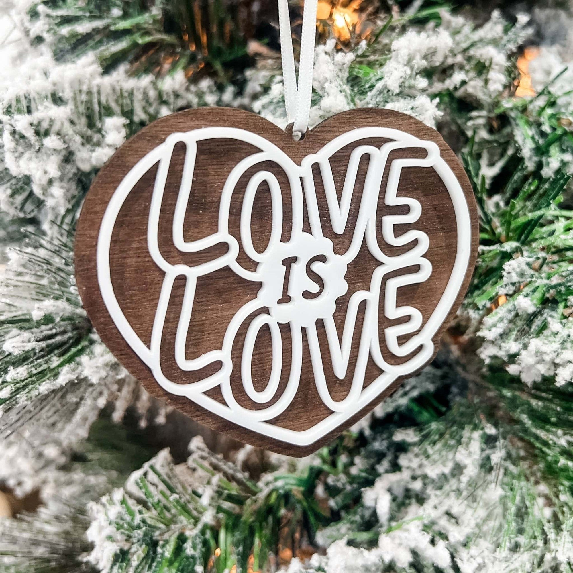 Love Is Love 3D Wood & Acrylic Ornament - Sticks & Doodles