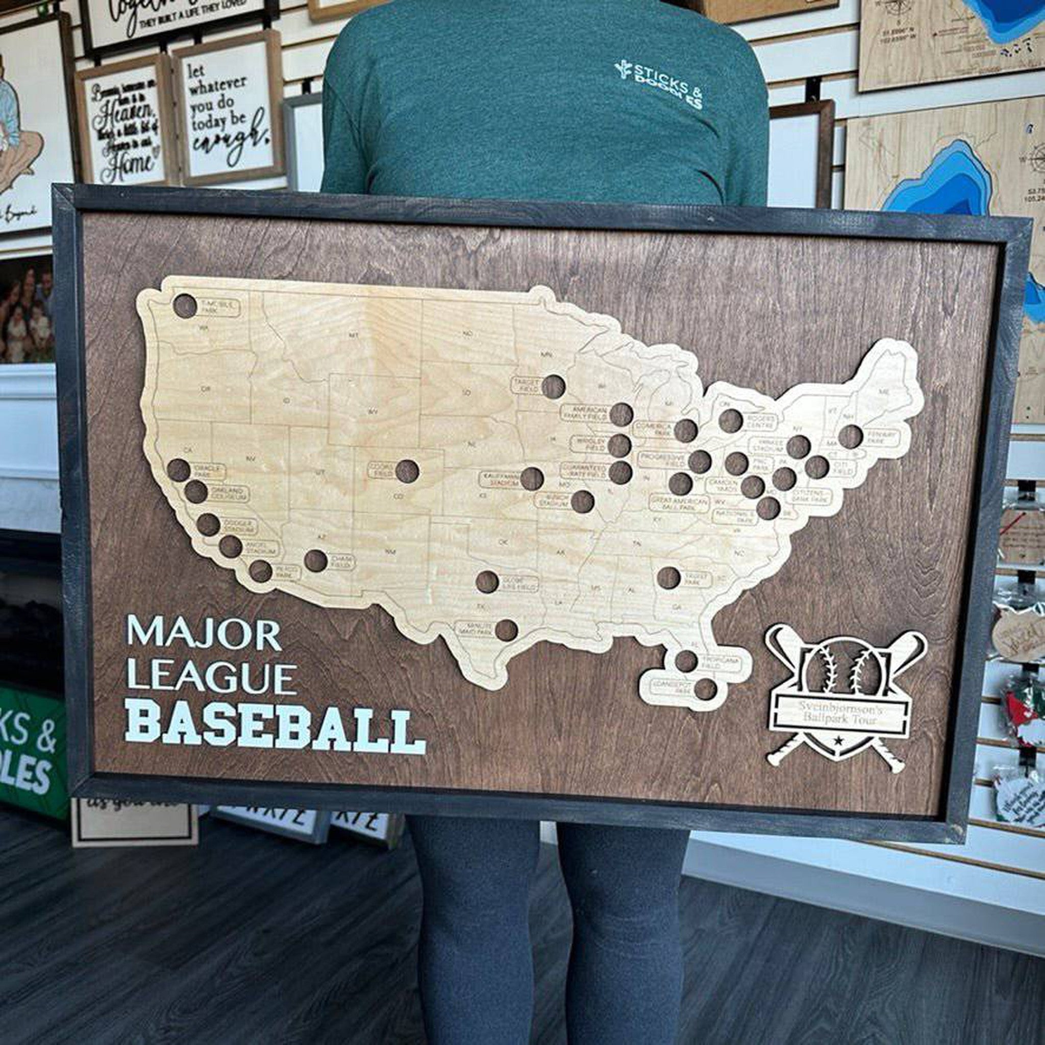 Major League Baseball Map Sign - Sticks & Doodles