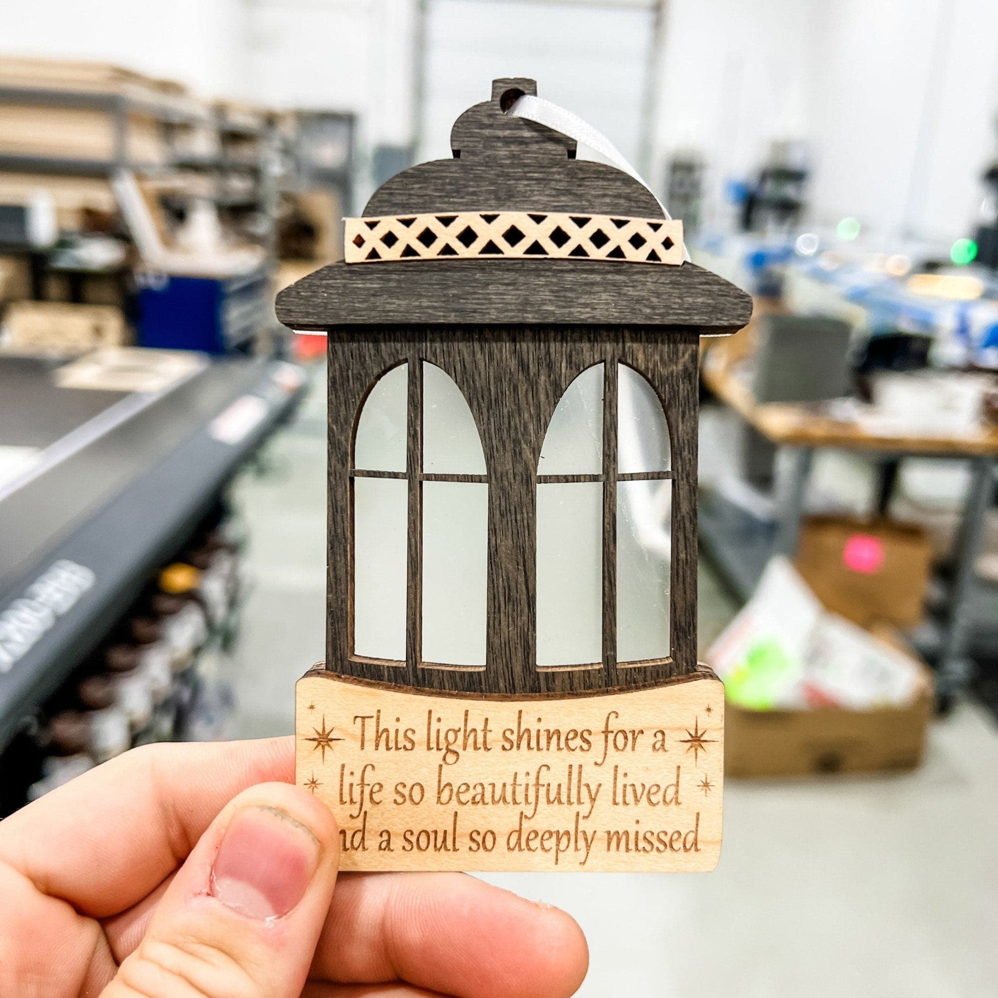 Memorial Lantern Wood & Acrylic Ornament - Sticks & Doodles