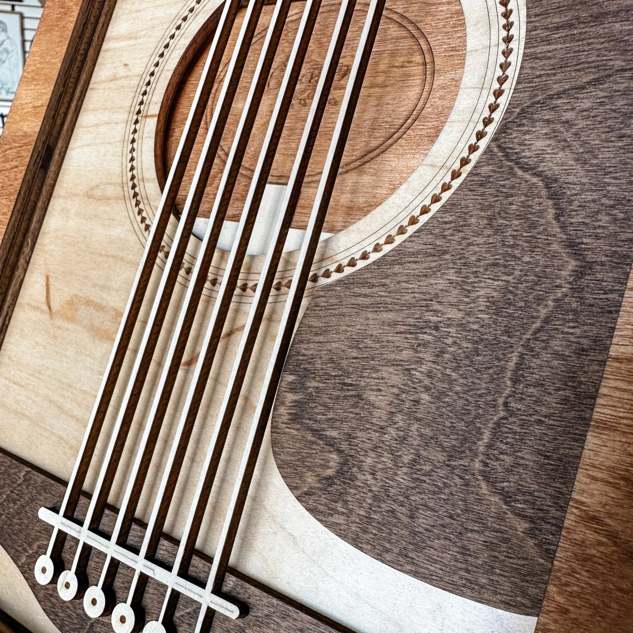 Multilayer Guitar 3D Wood Art - Sticks & Doodles