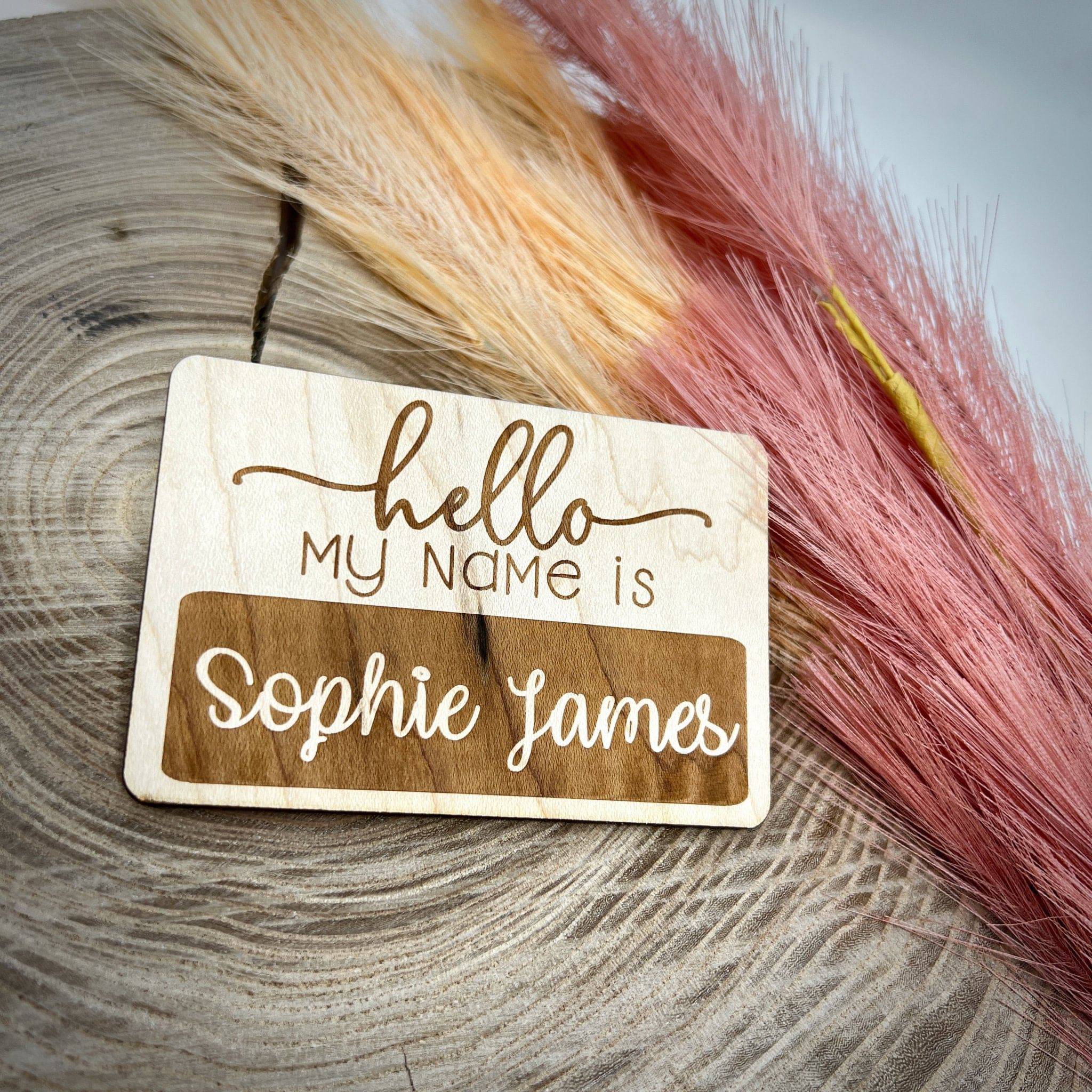 Name-Tag Wood Birth Announcement - Sticks & Doodles