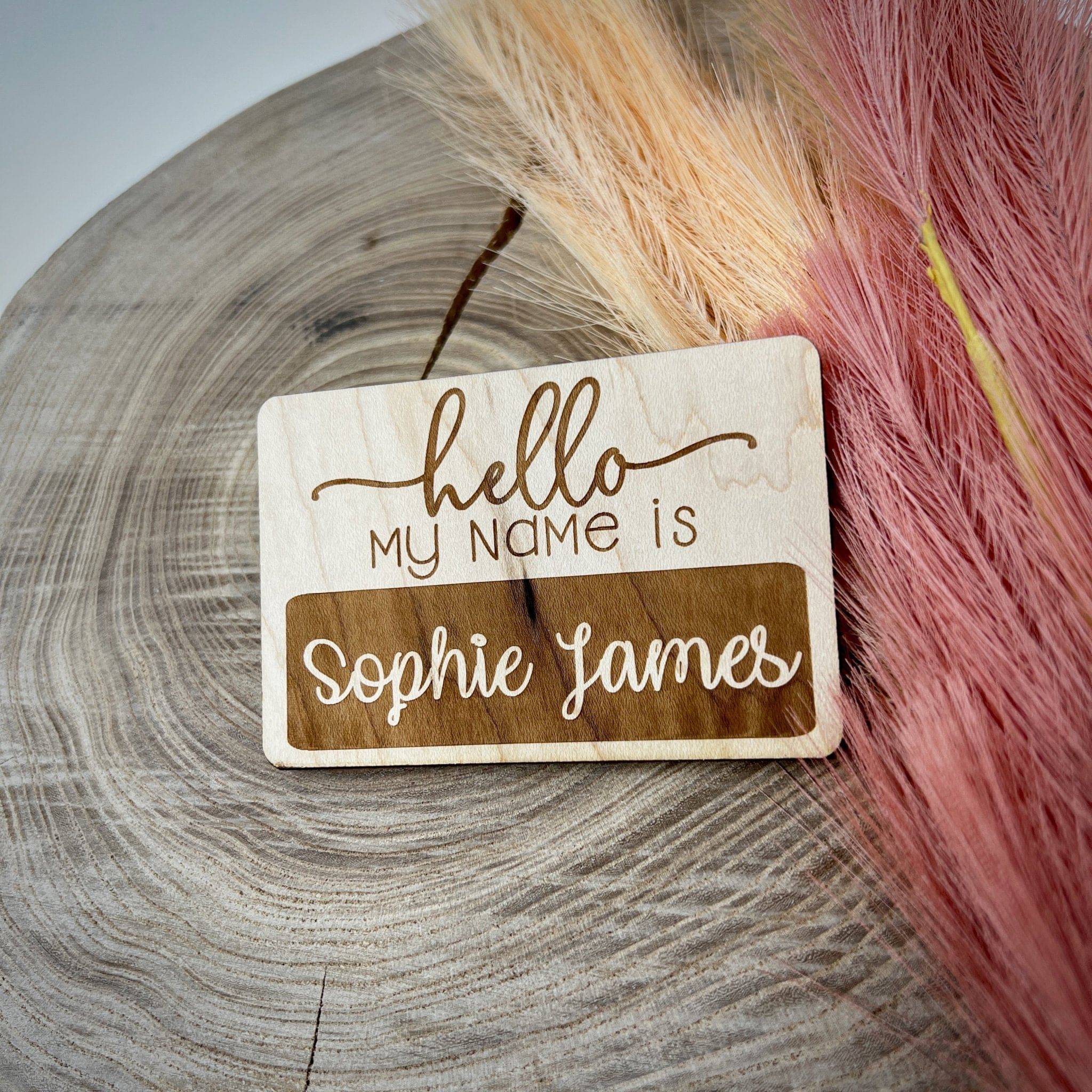 Name-Tag Wood Birth Announcement - Sticks & Doodles