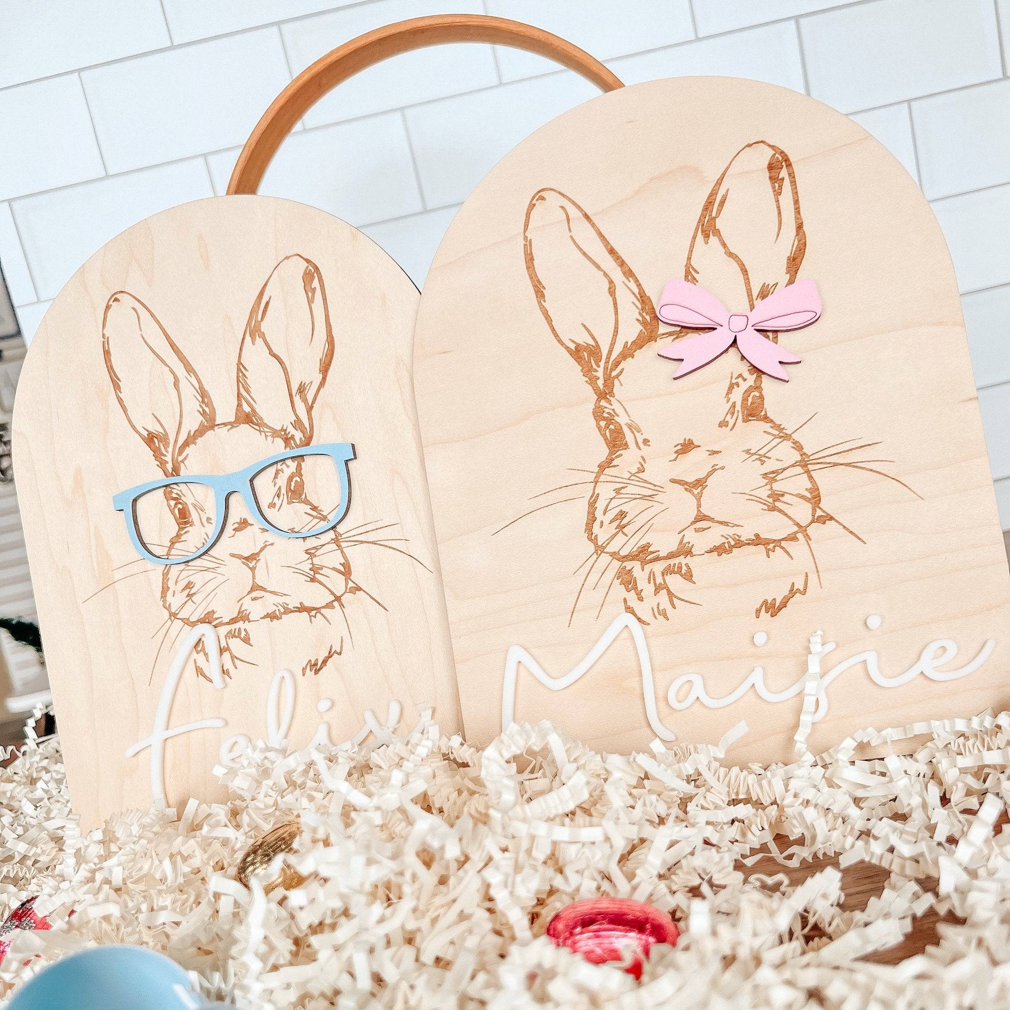 Personalized Boho Bunny Signs - Sticks & Doodles