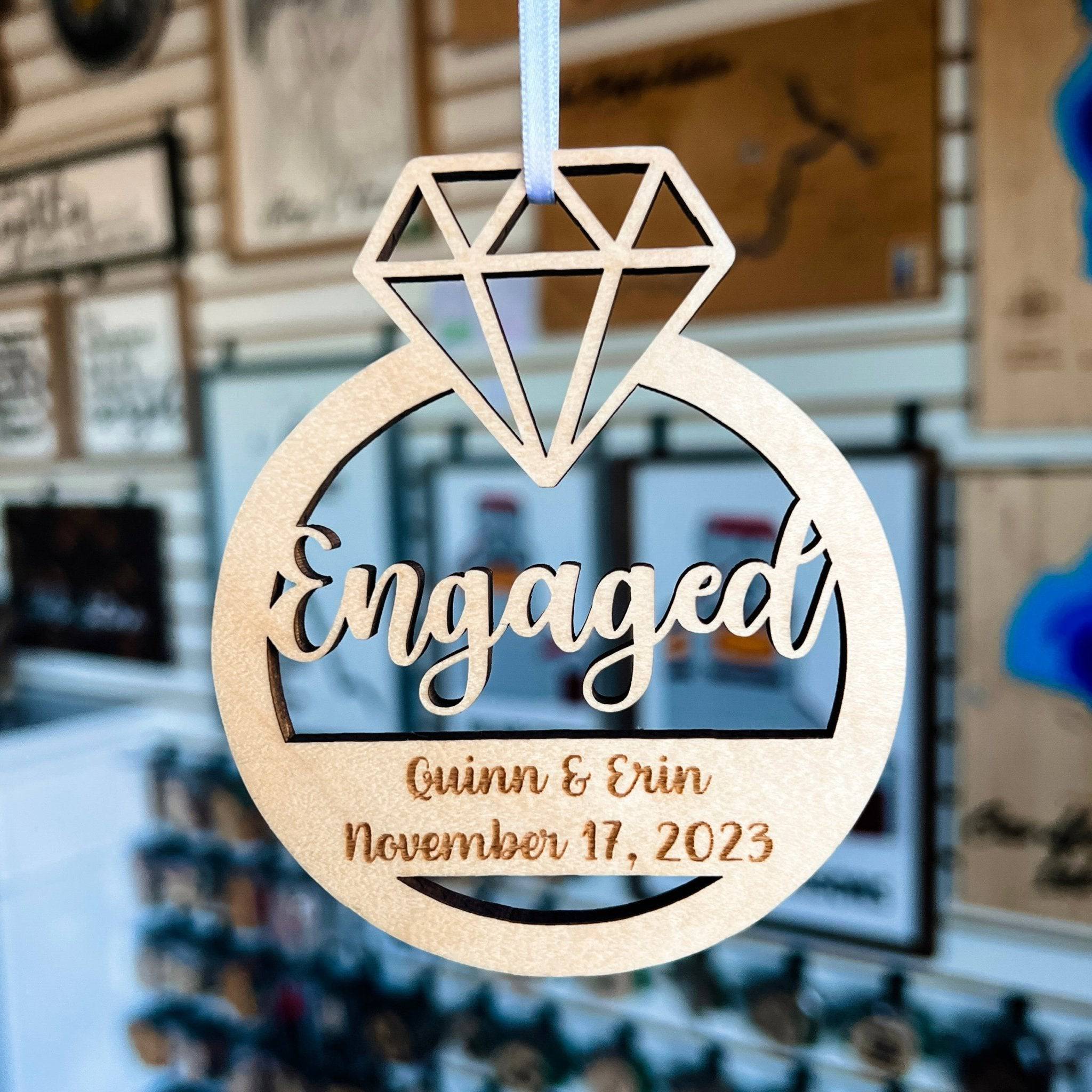 Personalized Engaged Ornament - Sticks & Doodles