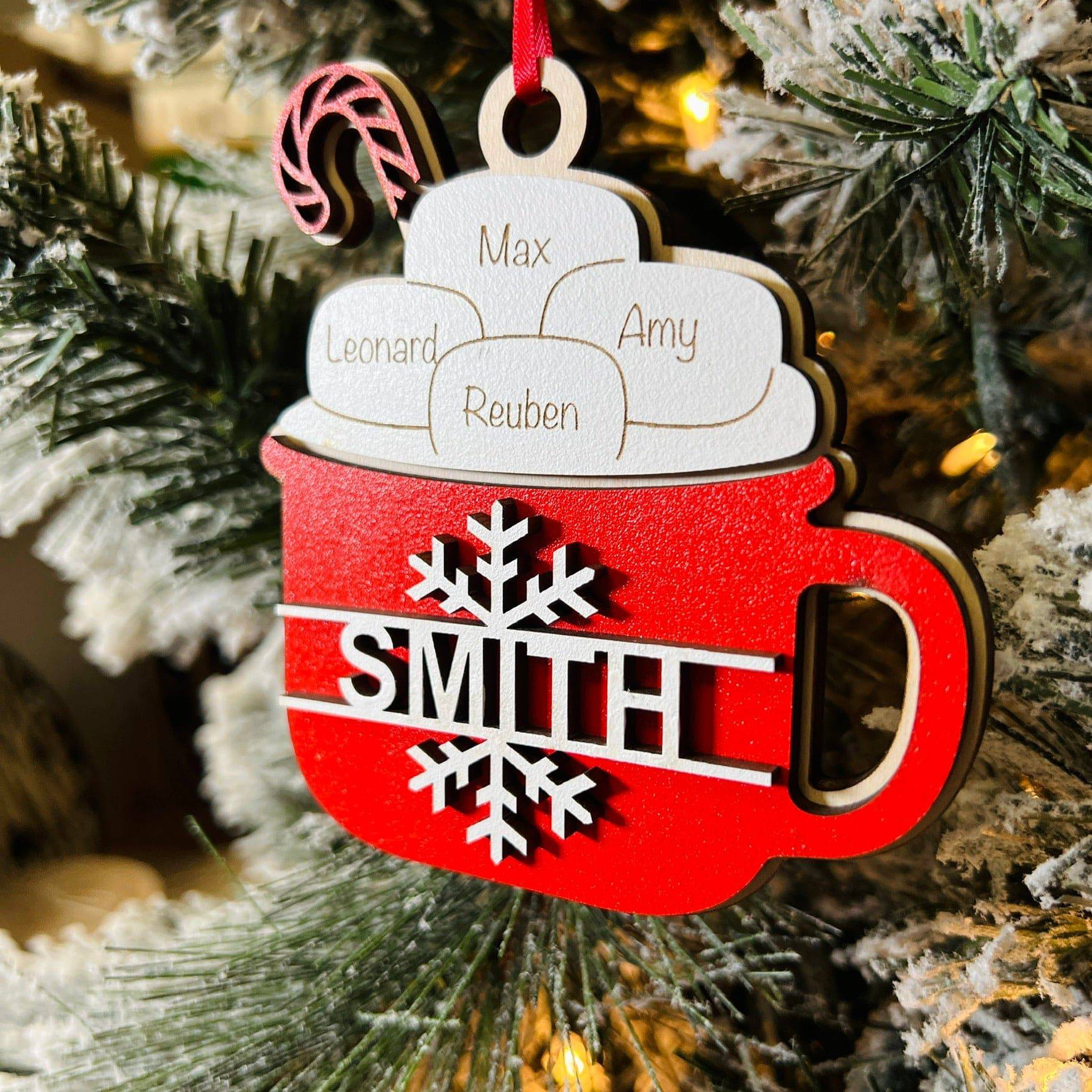 Personalized Family Marshmallow & Cocoa Ornament - Sticks & Doodles