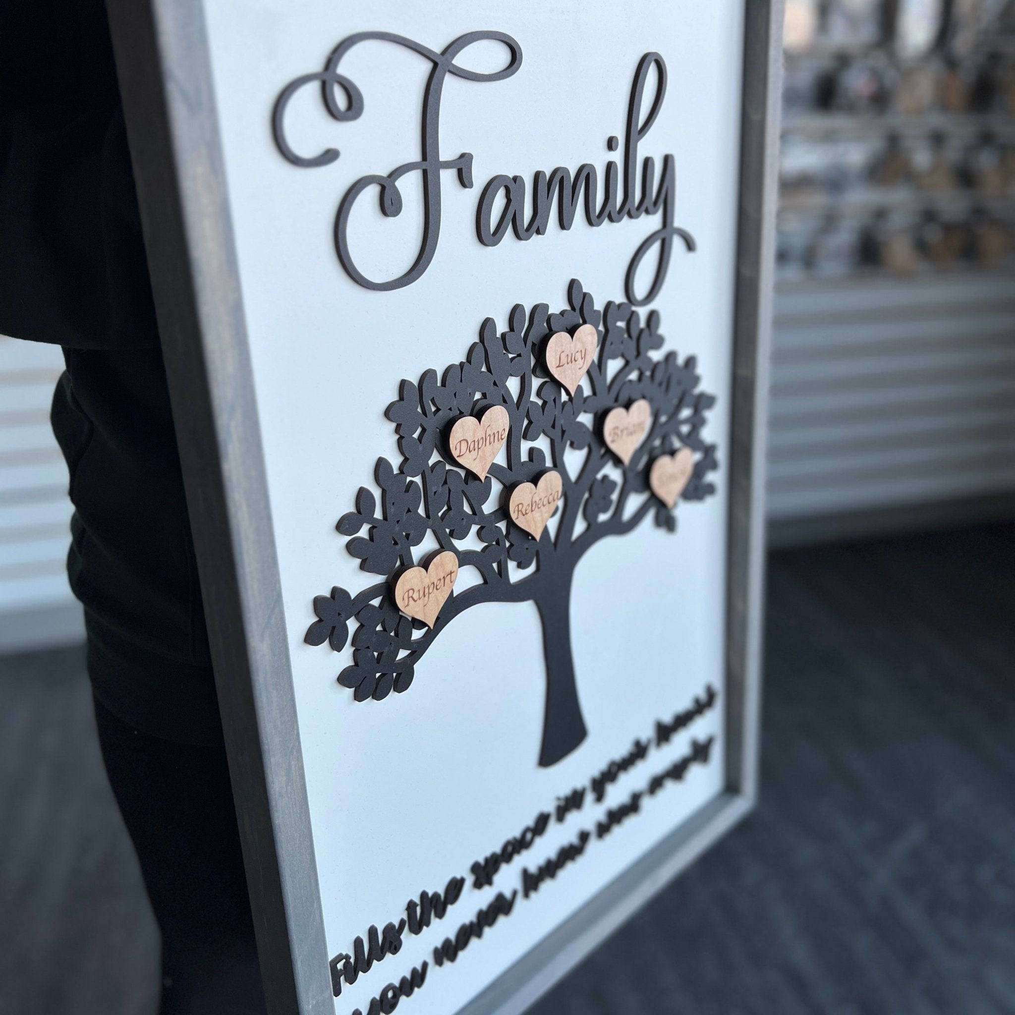 Personalized Family Tree 3D Wood Sign - Sticks & Doodles