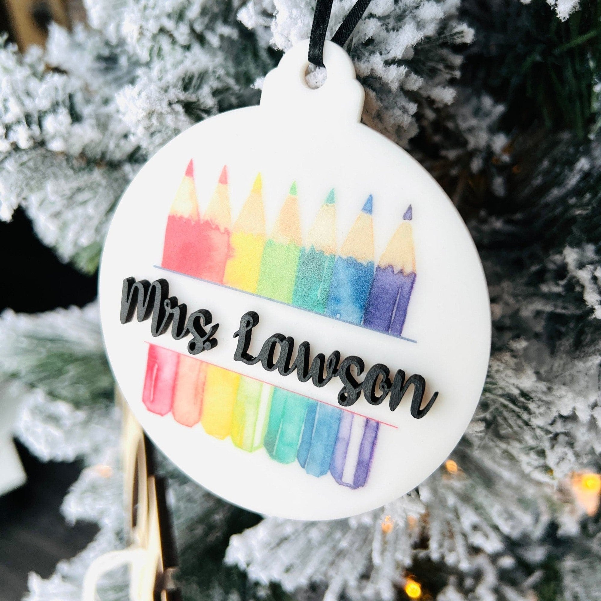 Personalized Teacher Ornament - Sticks & Doodles