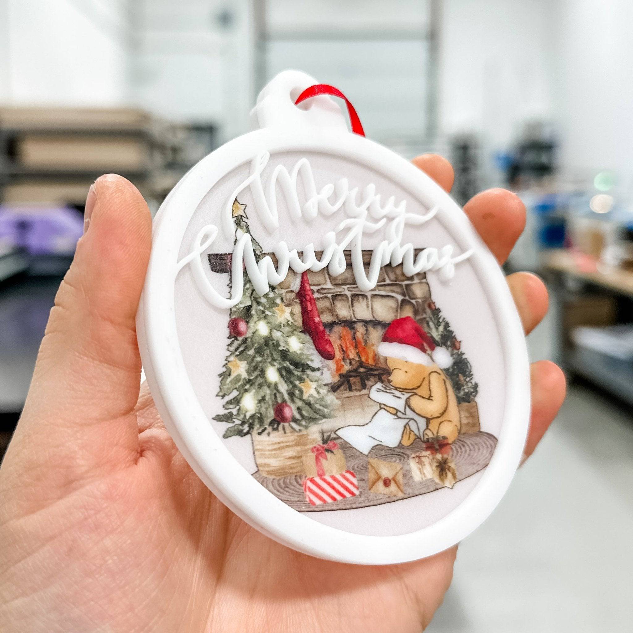 Pooh Bear's Christmas List 3D Acrylic Ornament - Sticks & Doodles