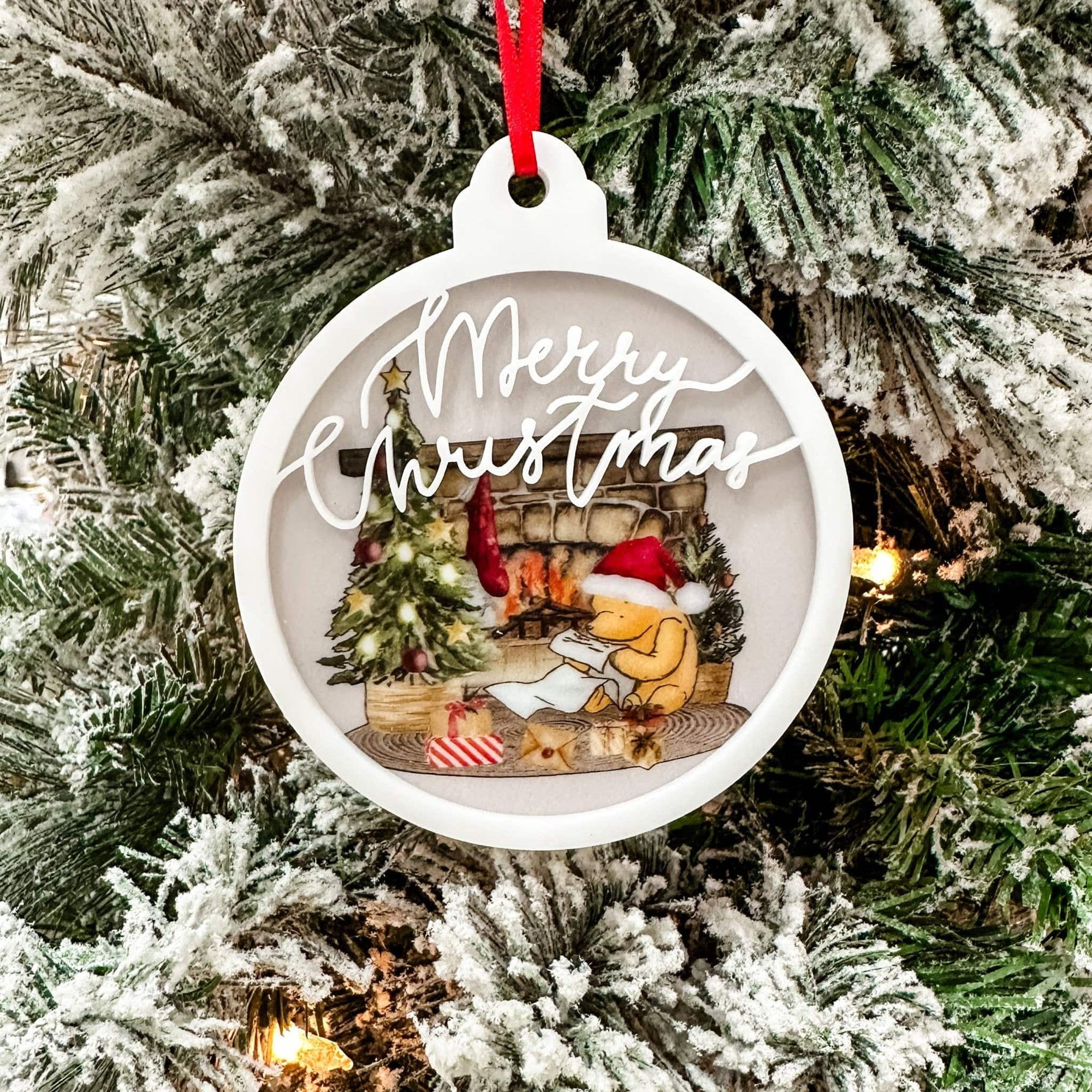 Pooh Bear's Christmas List 3D Acrylic Ornament - Sticks & Doodles
