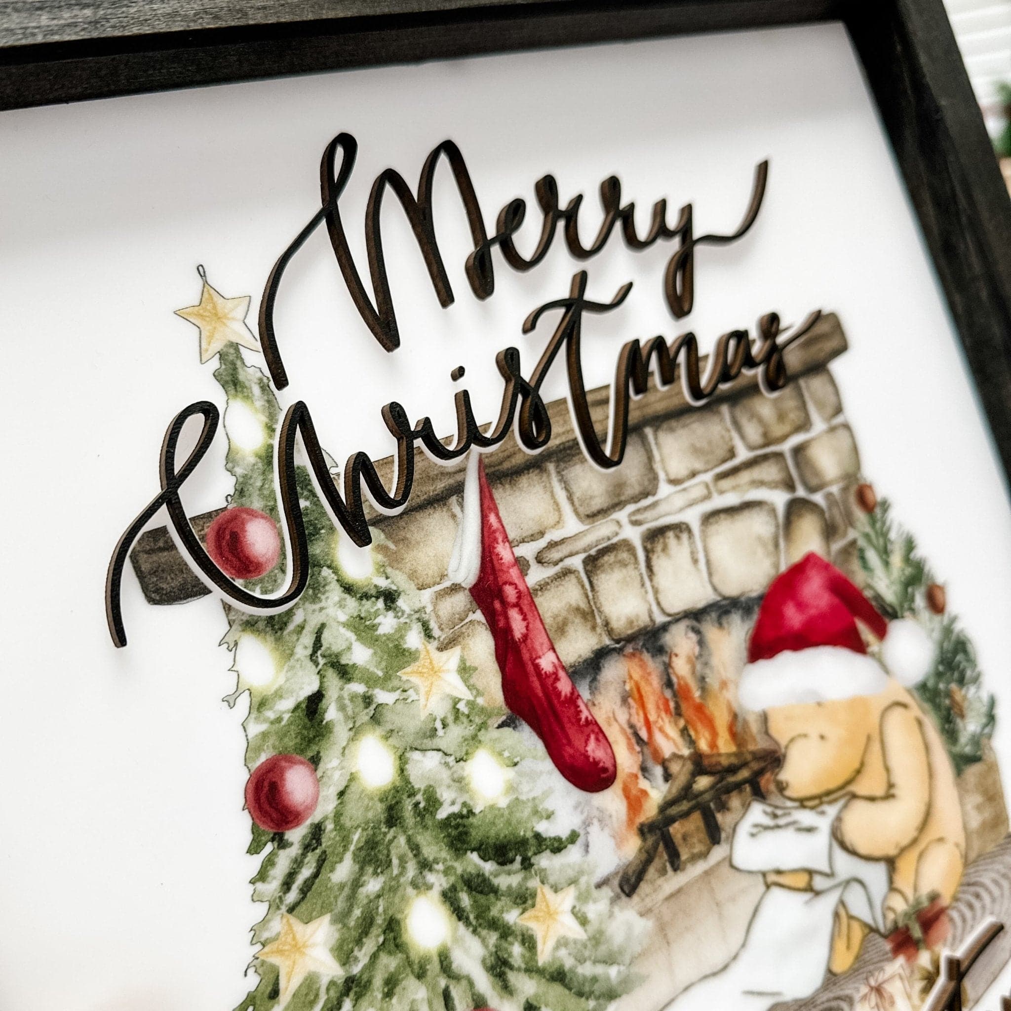 Pooh's Christmas List Personalized Wood & Acrylic Sign - Sticks & Doodles