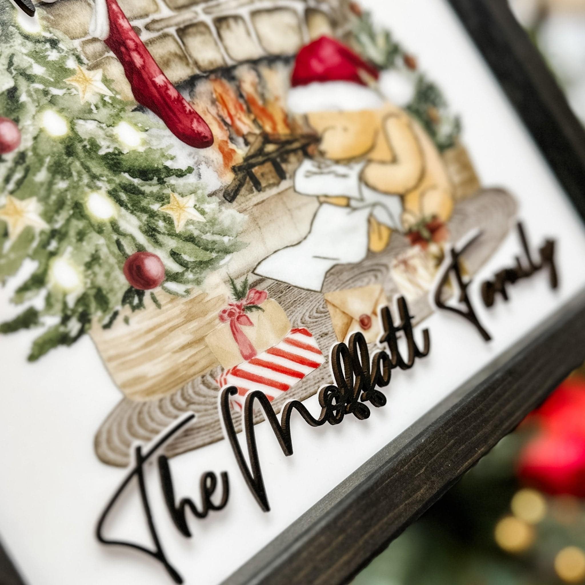 Pooh's Christmas List Personalized Wood & Acrylic Sign - Sticks & Doodles