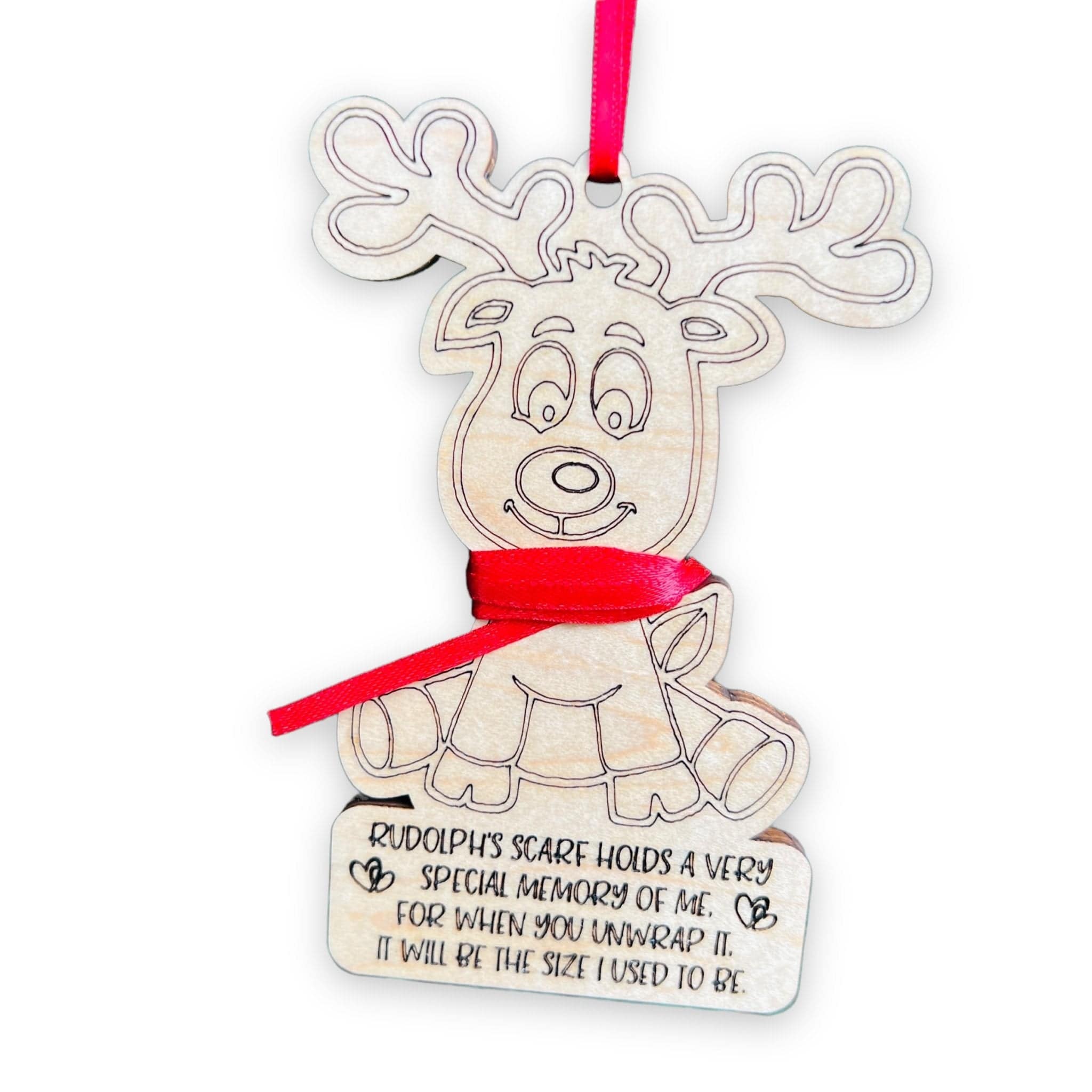 Rudolph's Scarf Child Height Ornament - Sticks & Doodles