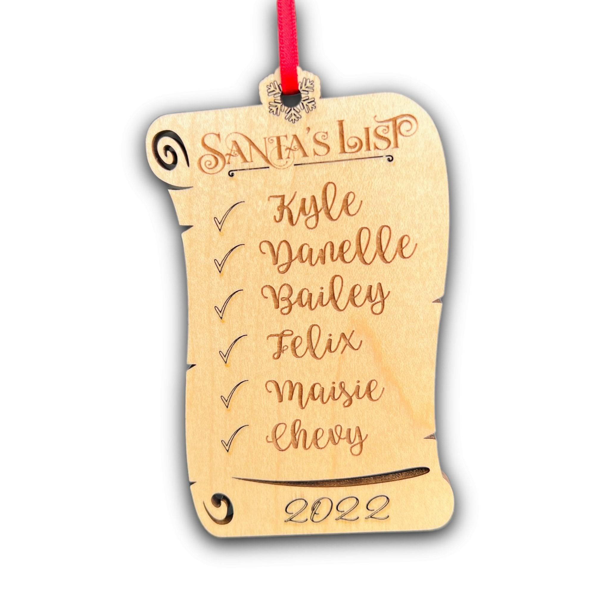 Santa's List Personalized Family Ornament - Sticks & Doodles