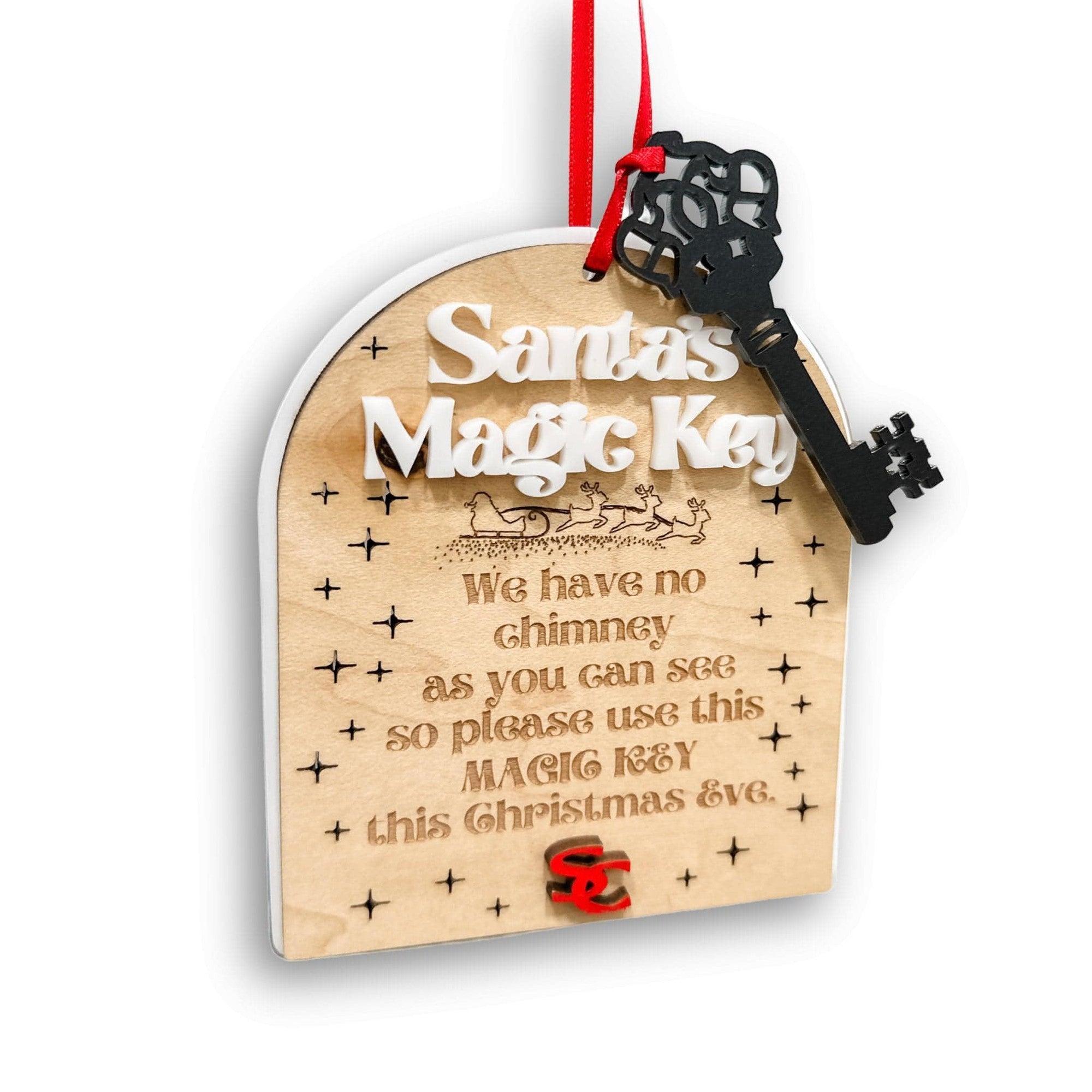 Santa's Magic Key 3D Wood Ornament - Sticks & Doodles