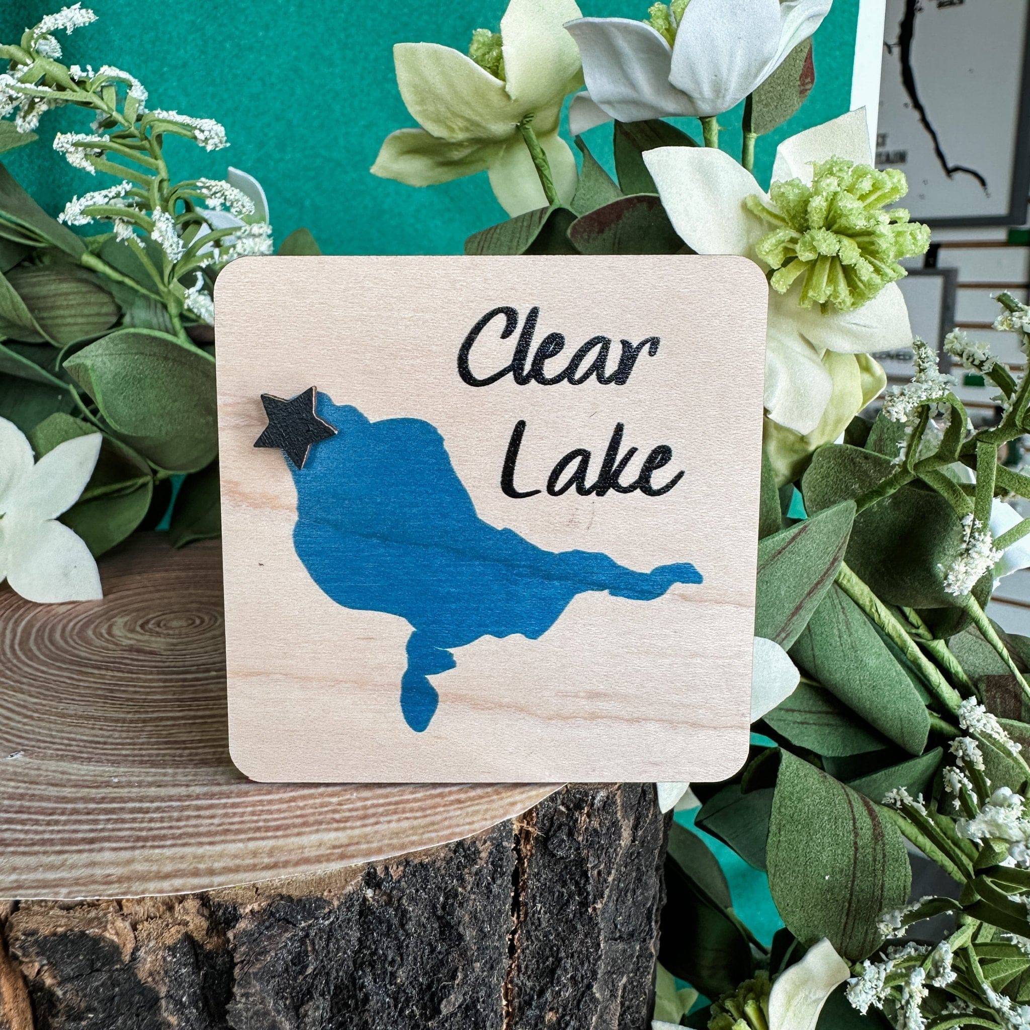 Saskatchewan Lake Magnets with 3D Wood Star (Choose from over 90