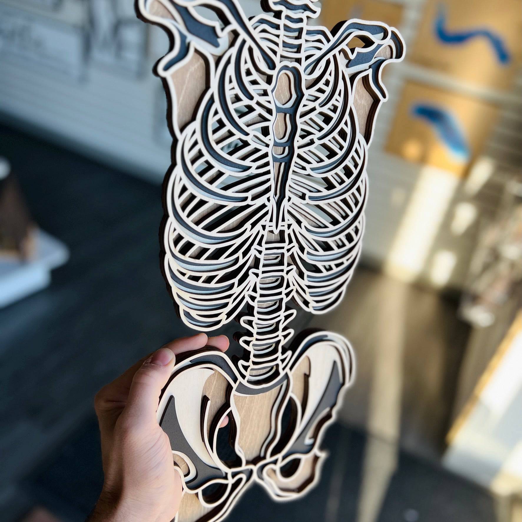 Skeleton Bones Multilayer Wood Art - Sticks & Doodles