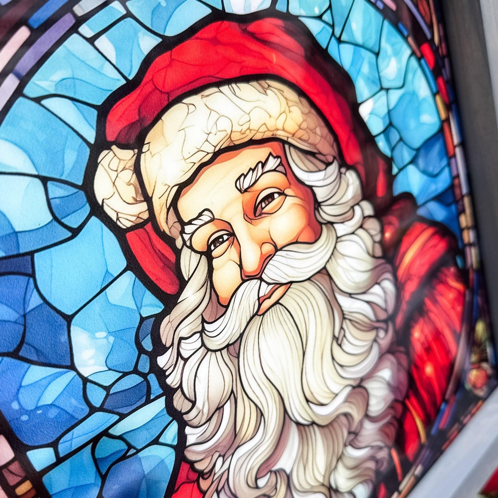 Stained Glass Santa Framed Sign - Sticks & Doodles