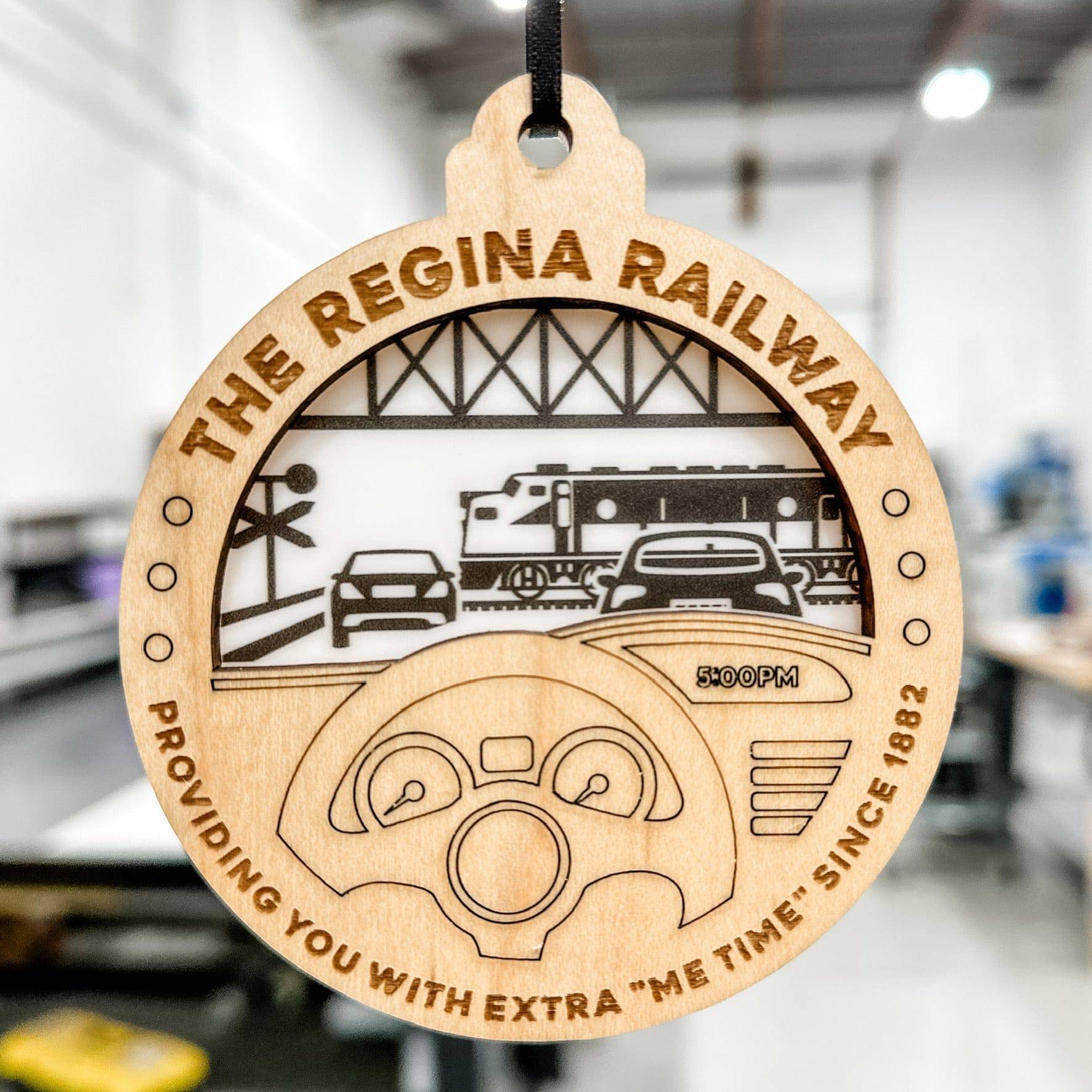 The Ring Road Train Wood & Acrylic Ornament - Sticks & Doodles