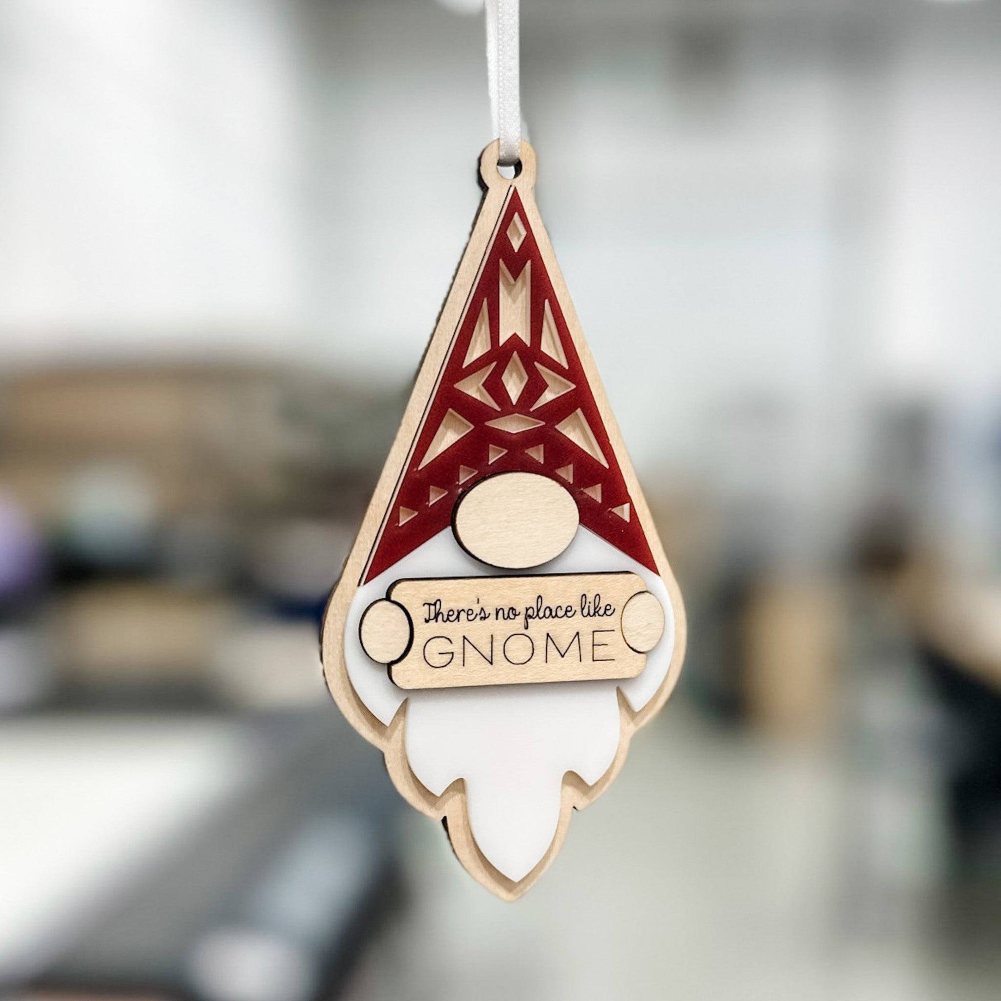 There's No Place Like Gnome 3D Wood & Acrylic Ornament - Sticks & Doodles