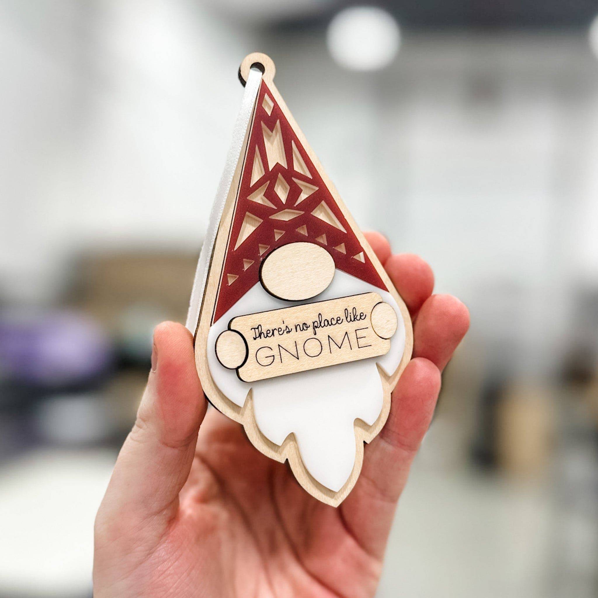 There's No Place Like Gnome 3D Wood & Acrylic Ornament - Sticks & Doodles