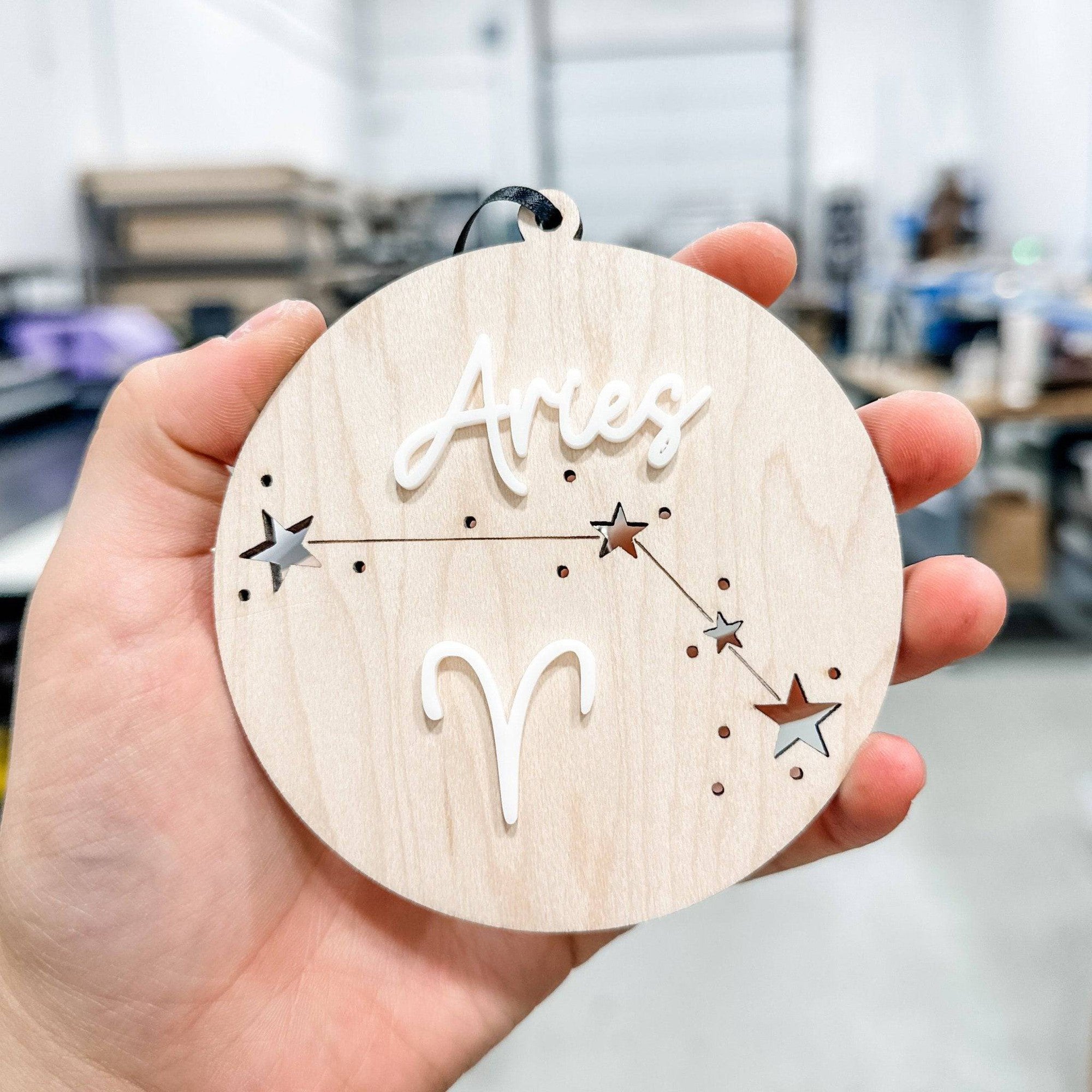 Zodiac Constellation 3D Wood & Acrylic Ornament - Sticks & Doodles