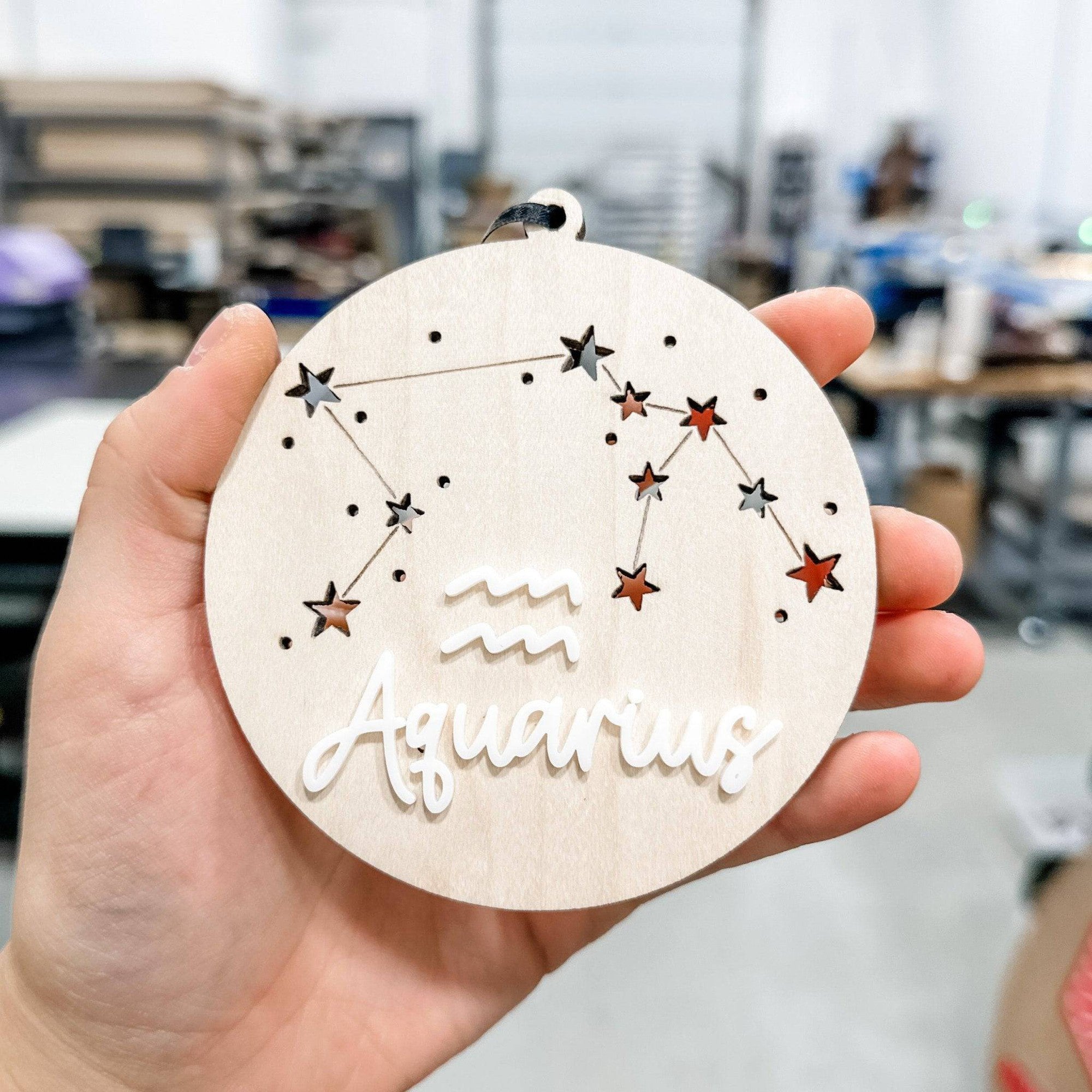 Zodiac Constellation 3D Wood & Acrylic Ornament - Sticks & Doodles