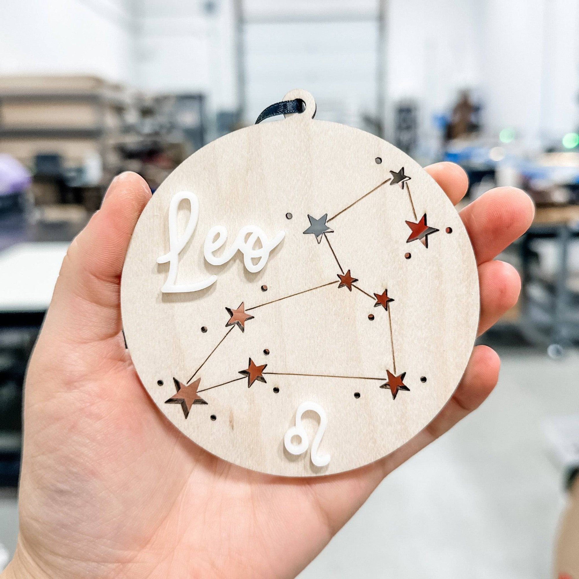 Zodiac Constellation 3D Wood & Acrylic Ornament - Sticks & Doodles